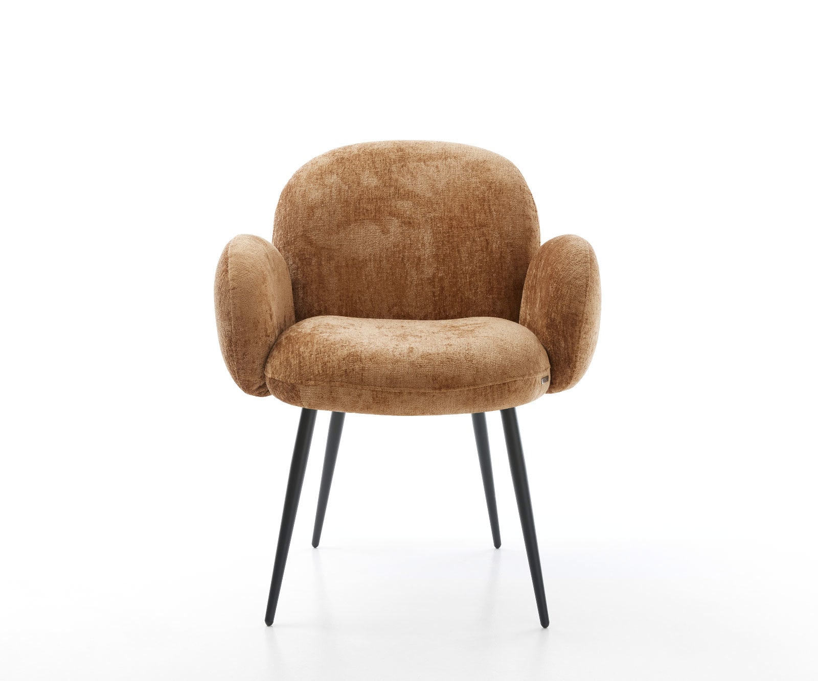 Chaise-de-salle-à-manger Nube-Flex avec accoudoirs chenille rouille 4 pieds coniques noir ressorts ensachés 2