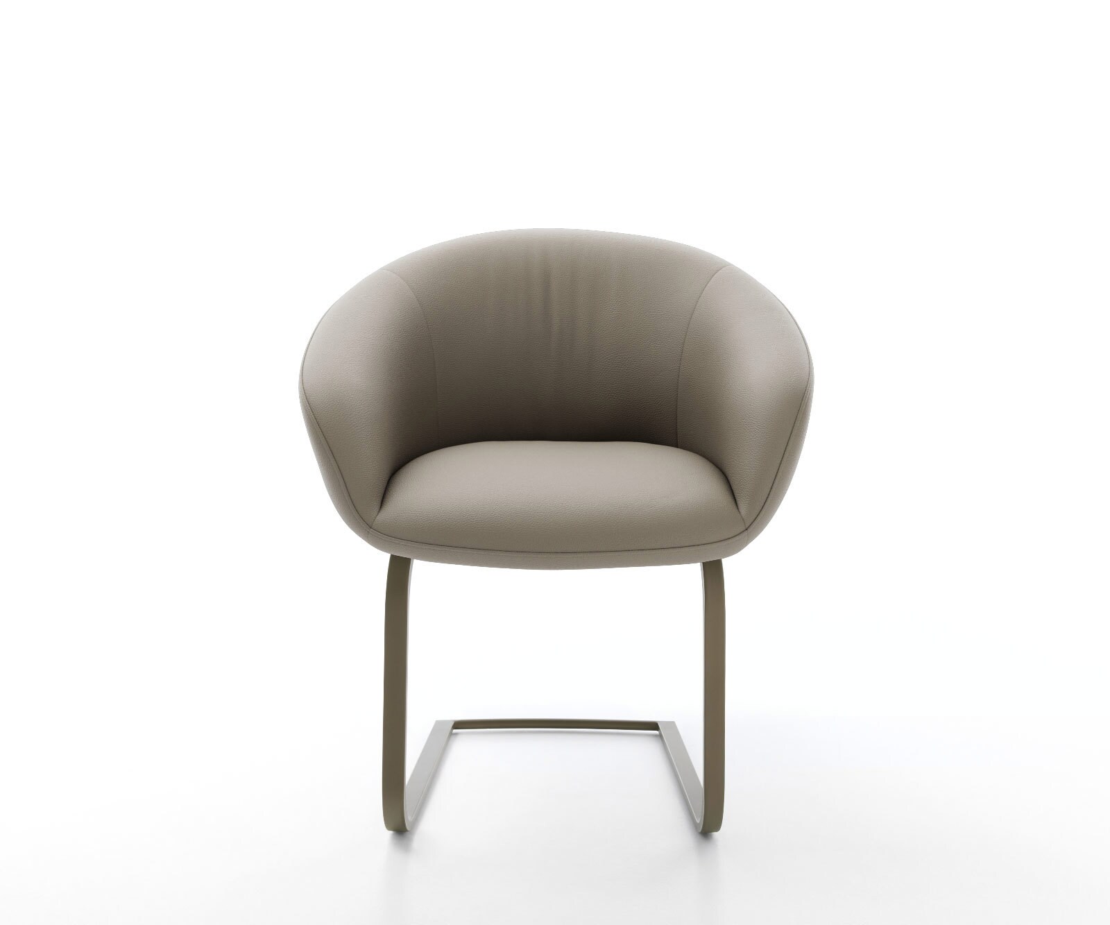 Cantilever Vinka-Flex avec accoudoirs cuir de vache couleur boue pied cantilever plat aspect titane ressorts ensachés 2