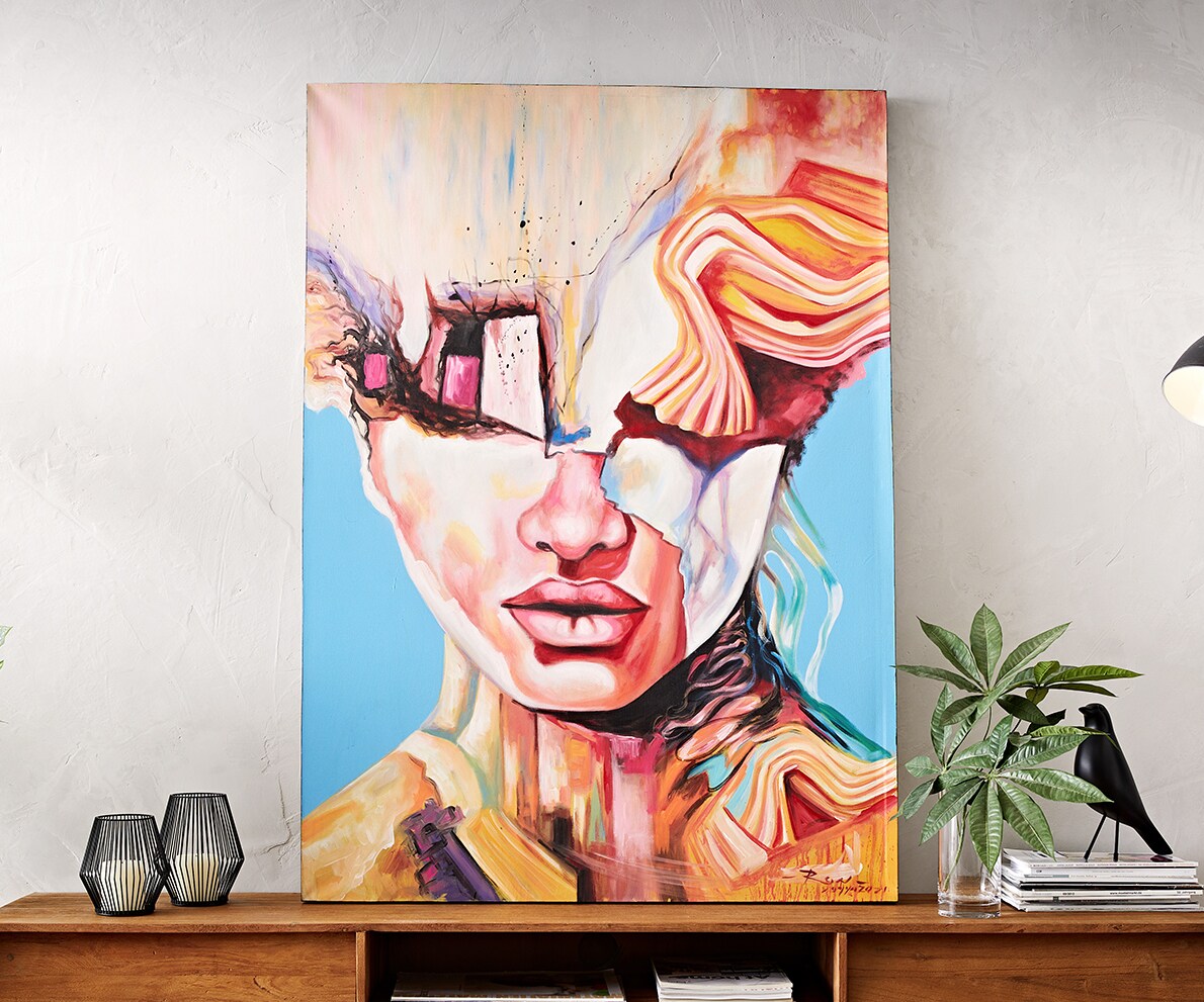 Gemälde Expression Mehrfarbig 100x140 cm Acryl auf Leinwand 2