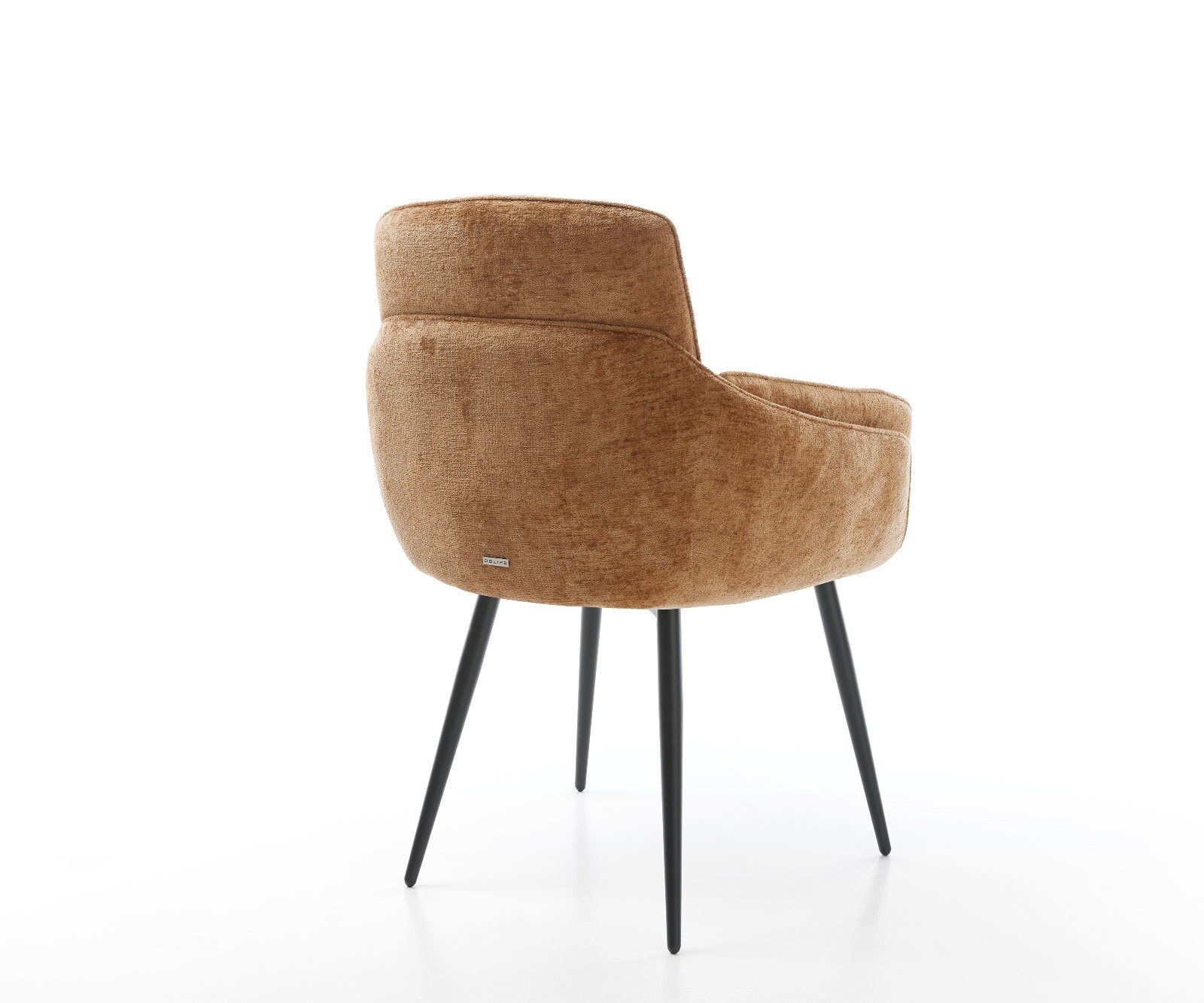 Chaise-de-salle-à-manger Luan-Flex avec accoudoirs chenille rouille 4 pieds coniques noir 4