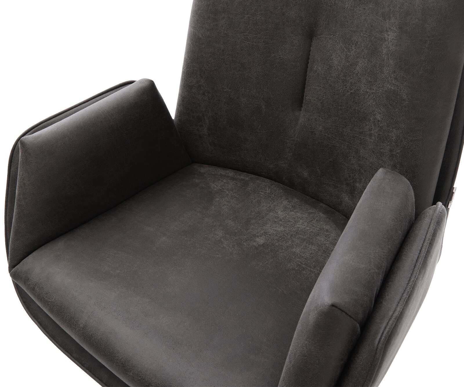 Chaise-de-bar Clea-Flex Microfibre Anthracite vintage Pied pivotant réglable en hauteur en acier inoxydable Argent 4