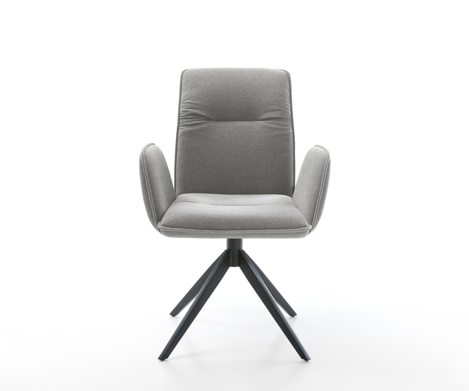Drehstuhl Vinja-Flex Strukturstoff Soft Grau Kreuzgestell breit Schwarz 360° drehbar Wippfunktion 2