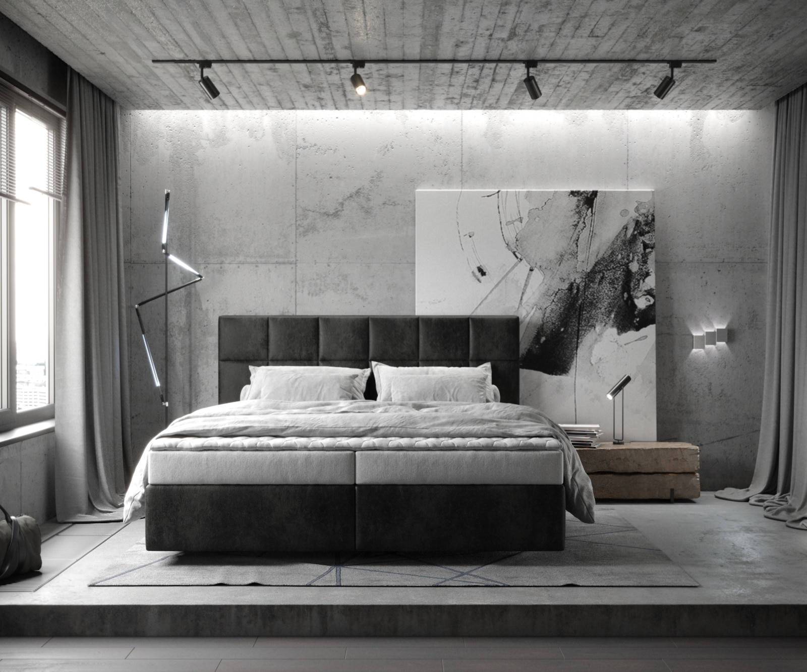 Boxspringbett Dream-Fine 180x200 cm Mikrofaser Anthrazit Vintage mit Matratze und Topper 1 Boxspringbett Dream-Fine 180x200 cm Mikrofaser Anthrazit Vintage mit Matratze und Topper 1