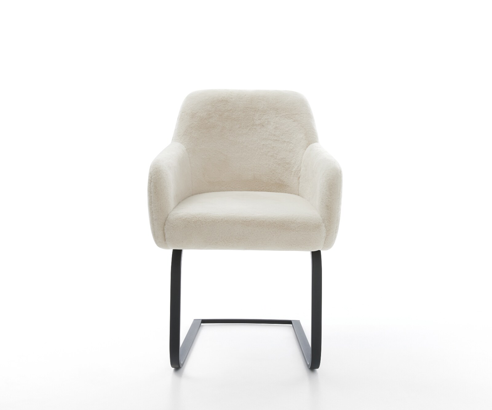 Freischwinger Greg-Flex Plüsch Creme-Weiß Freischwinger flach Schwarz Taschenfederkern 1