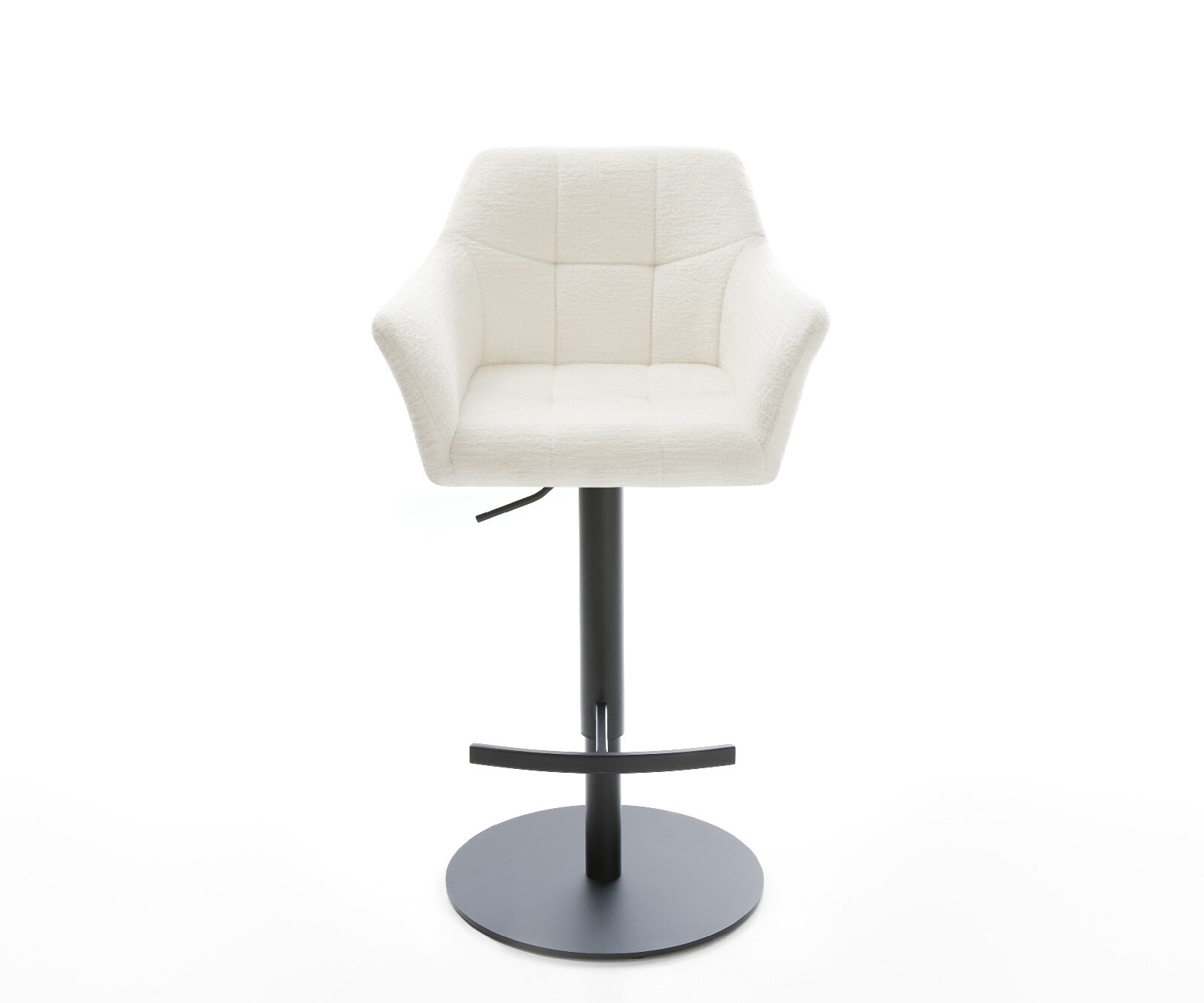 Barstuhl Yulo-Flex Bouclé Soft Beige Drehfuß höhenverstellbar Metall Schwarz 1