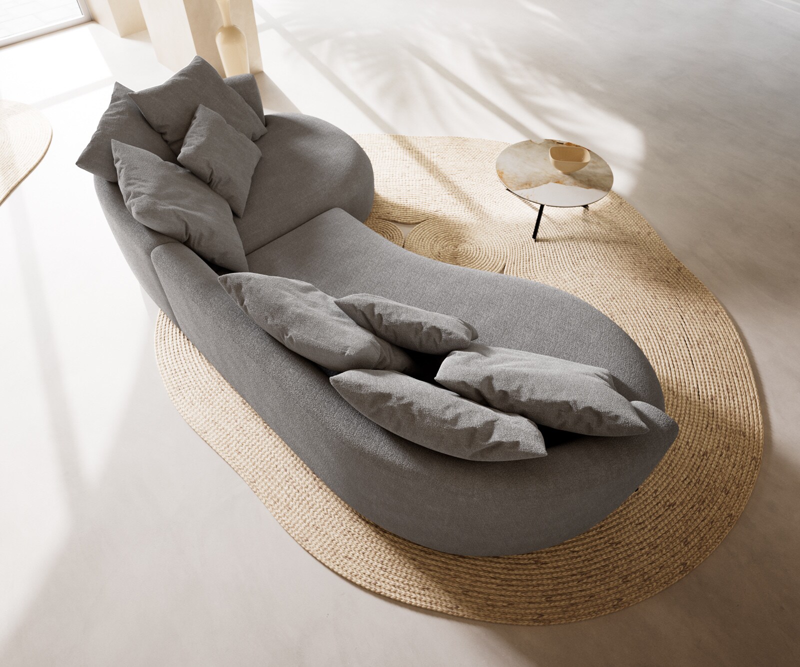 Grand-canapé Edina 330 x 170 cm, tissu structuré gris clair 6