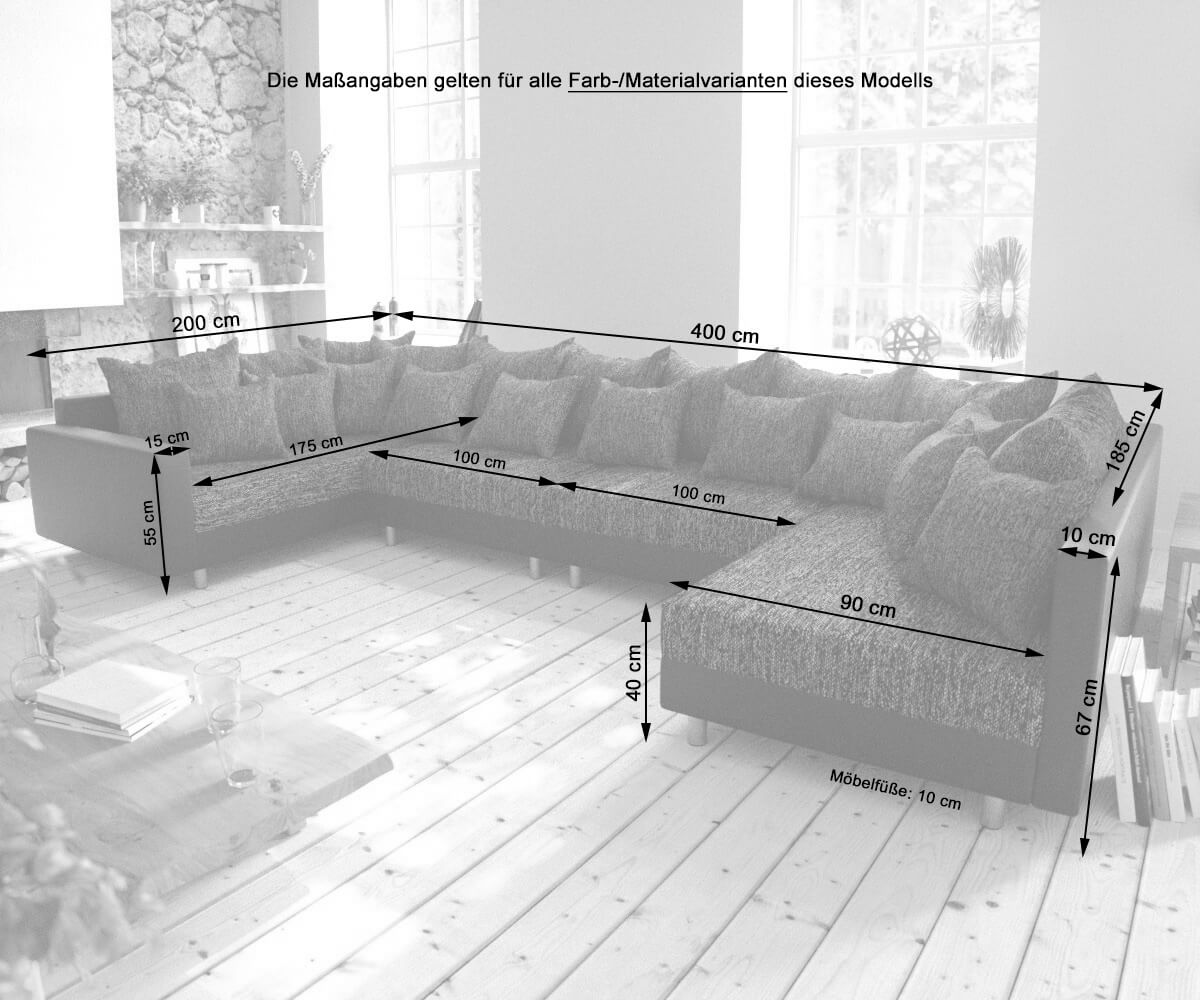 Canapé Clovis XL blanc noir avec accoudoir modulaire 6