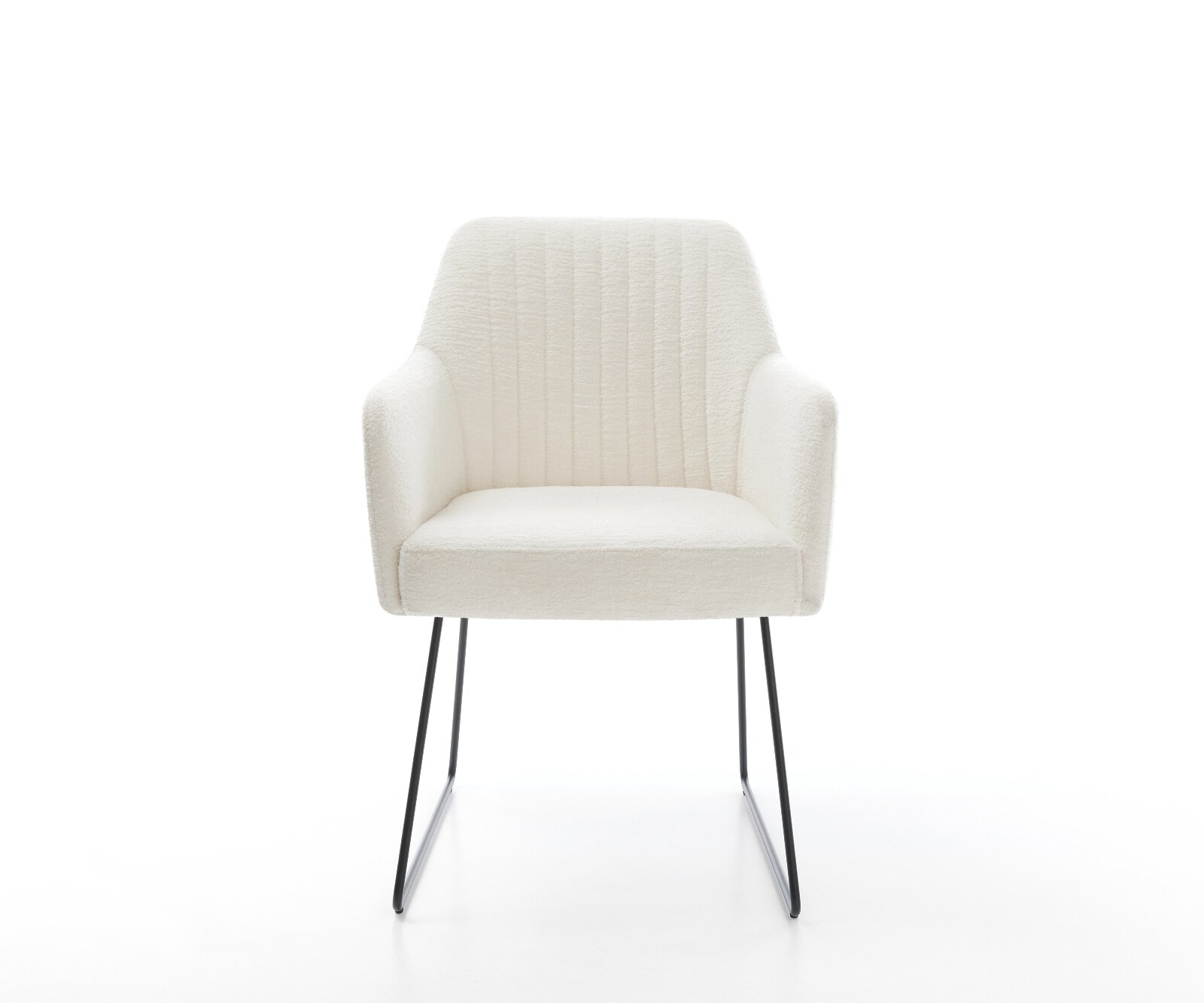 Chaise-de-salle-à-manger Greg-Flex bouclé doux beige pied trapèze noir resorts ensachés 2