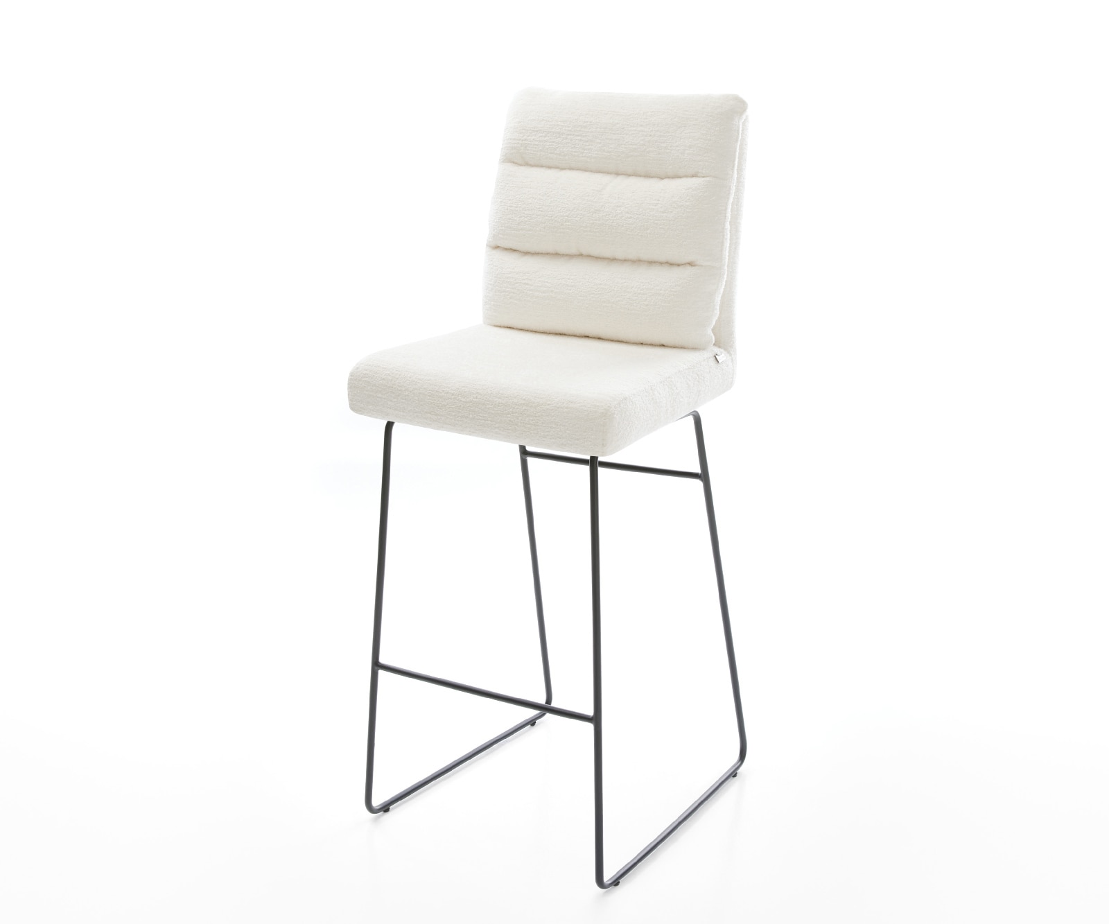 Barstuhl Pela-Flex Bouclé Soft Beige Kufengestell Metall Schwarz 1