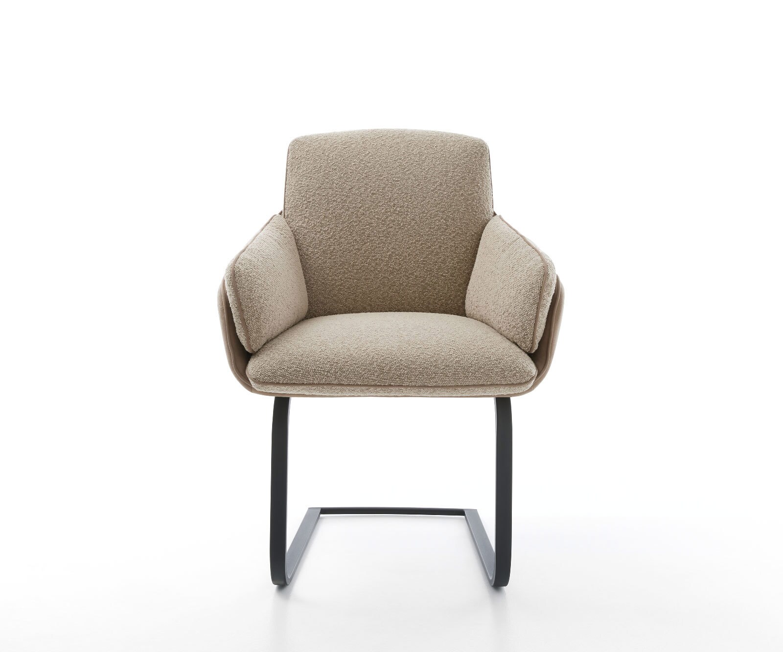 Cantilever Luan-Flex avec accoudoirs tissu mixte couleur boue pied cantilever plat noir 1