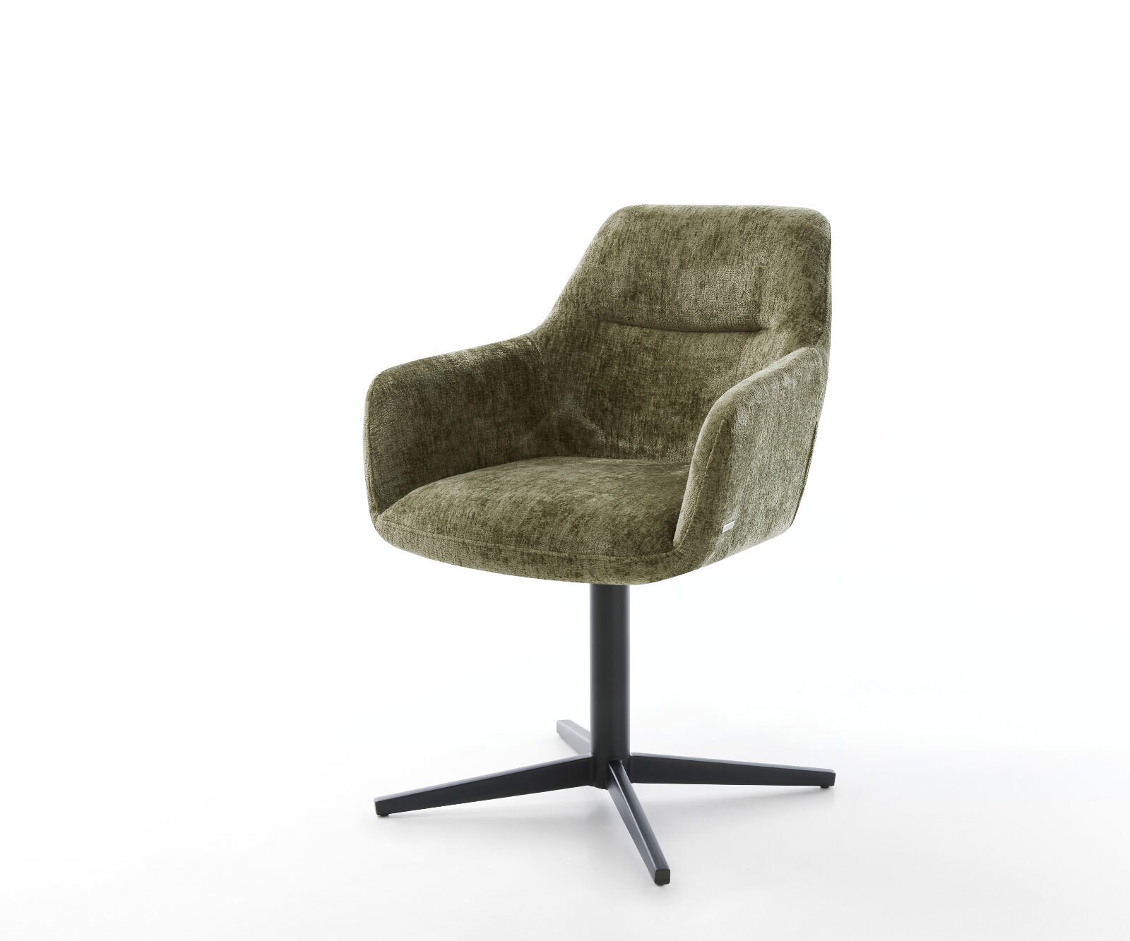 Drehstuhl Pejo-Flex Chenille Olive Fußkreuz Schwarz 360° drehbar
