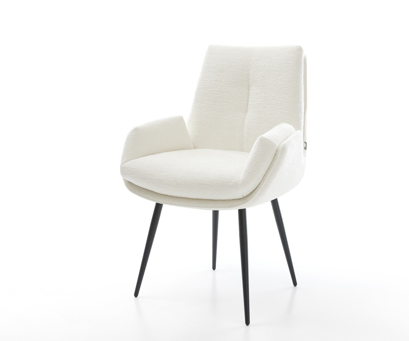 Esszimmerstuhl Clea-Flex Bouclé Soft Beige 4-Fuß konisch Schwarz 1