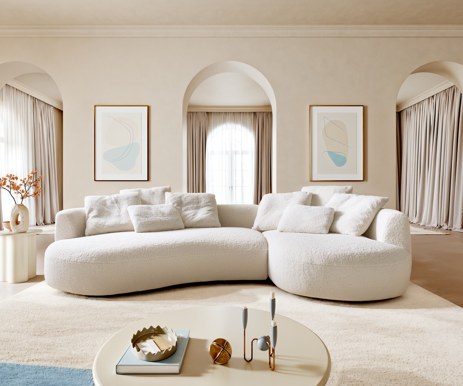 Big-Sofa Edina 330x170 cm Teddystoff Beige 2