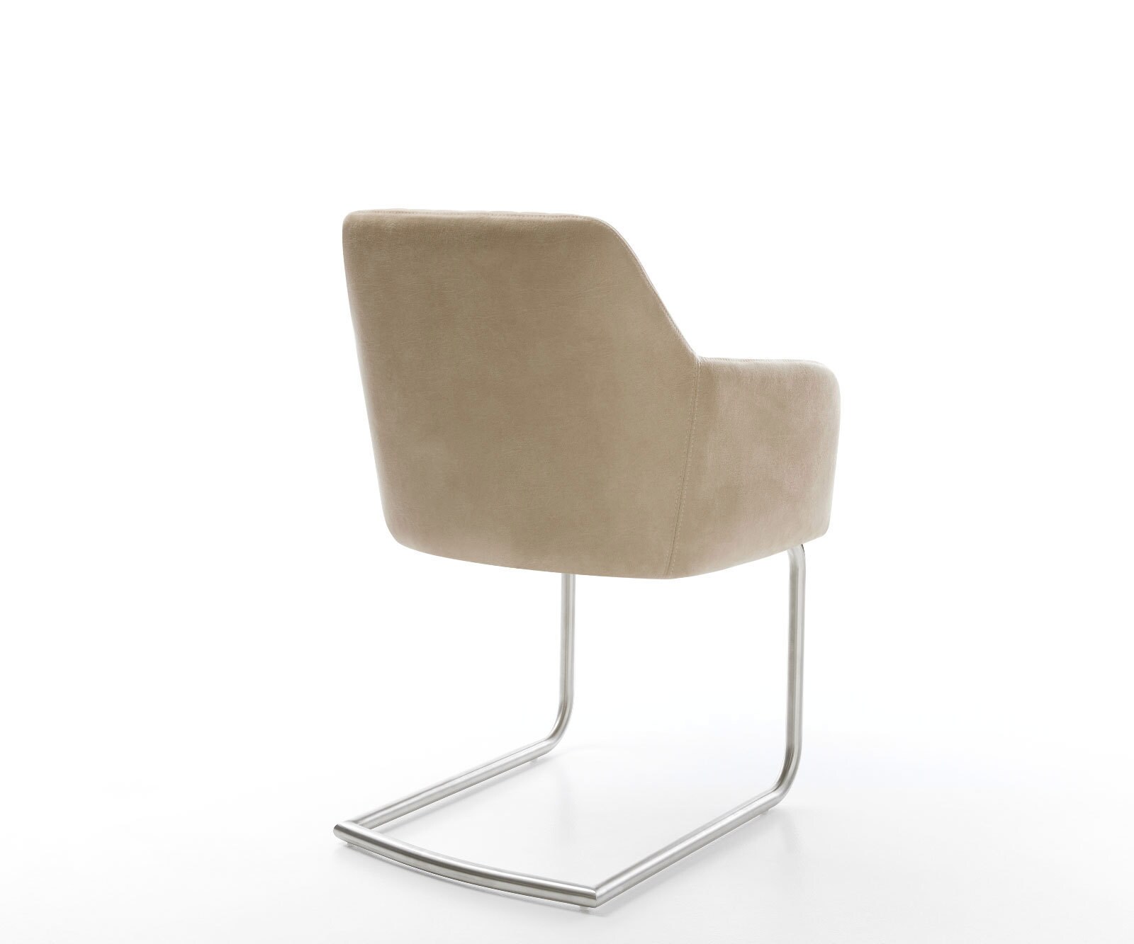 Cantilever Greg-Flex microvelours beige vintage pied cantilever rond acier inoxydable brossé ressorts ensachés 4