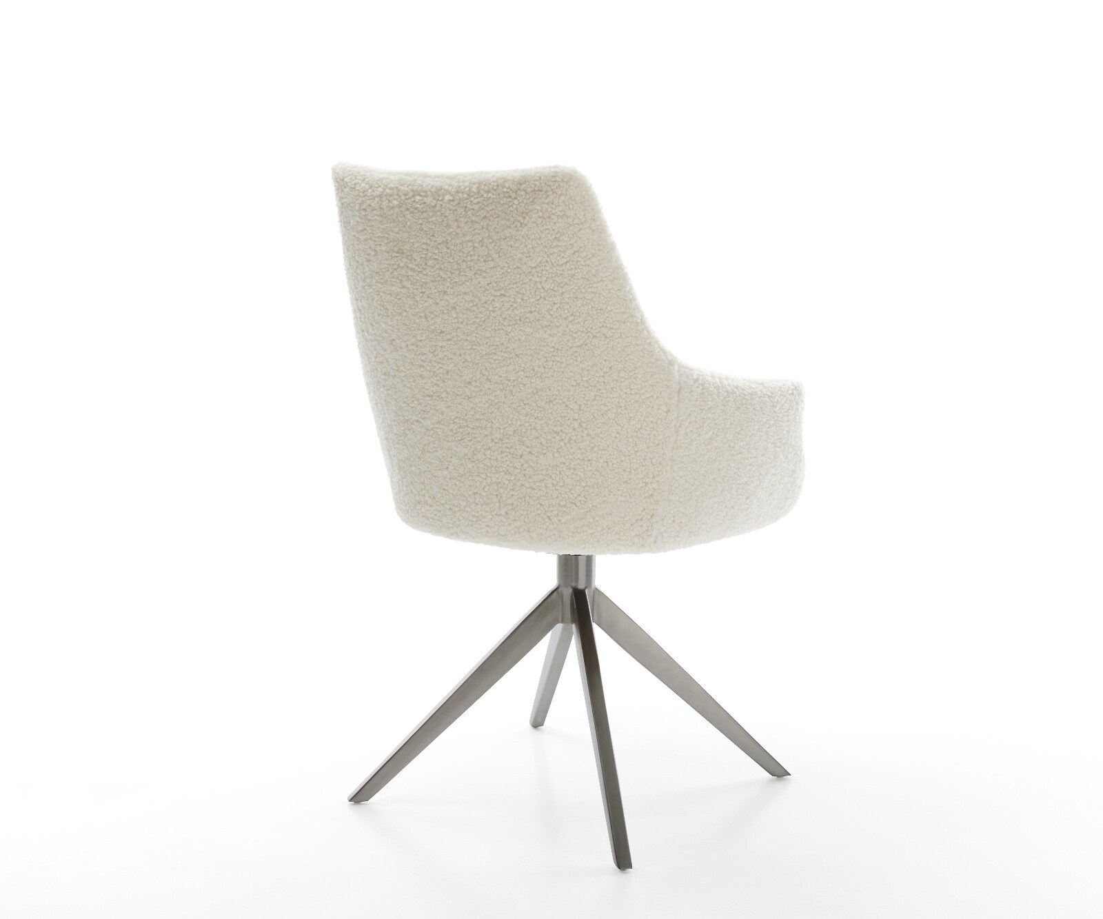 Drehstuhl Alja-Flex mit Armlehnen Teddystoff Beige Kreuzgestell breit Graphit 360° drehbar Wippfunktion Taschenfederkern 4