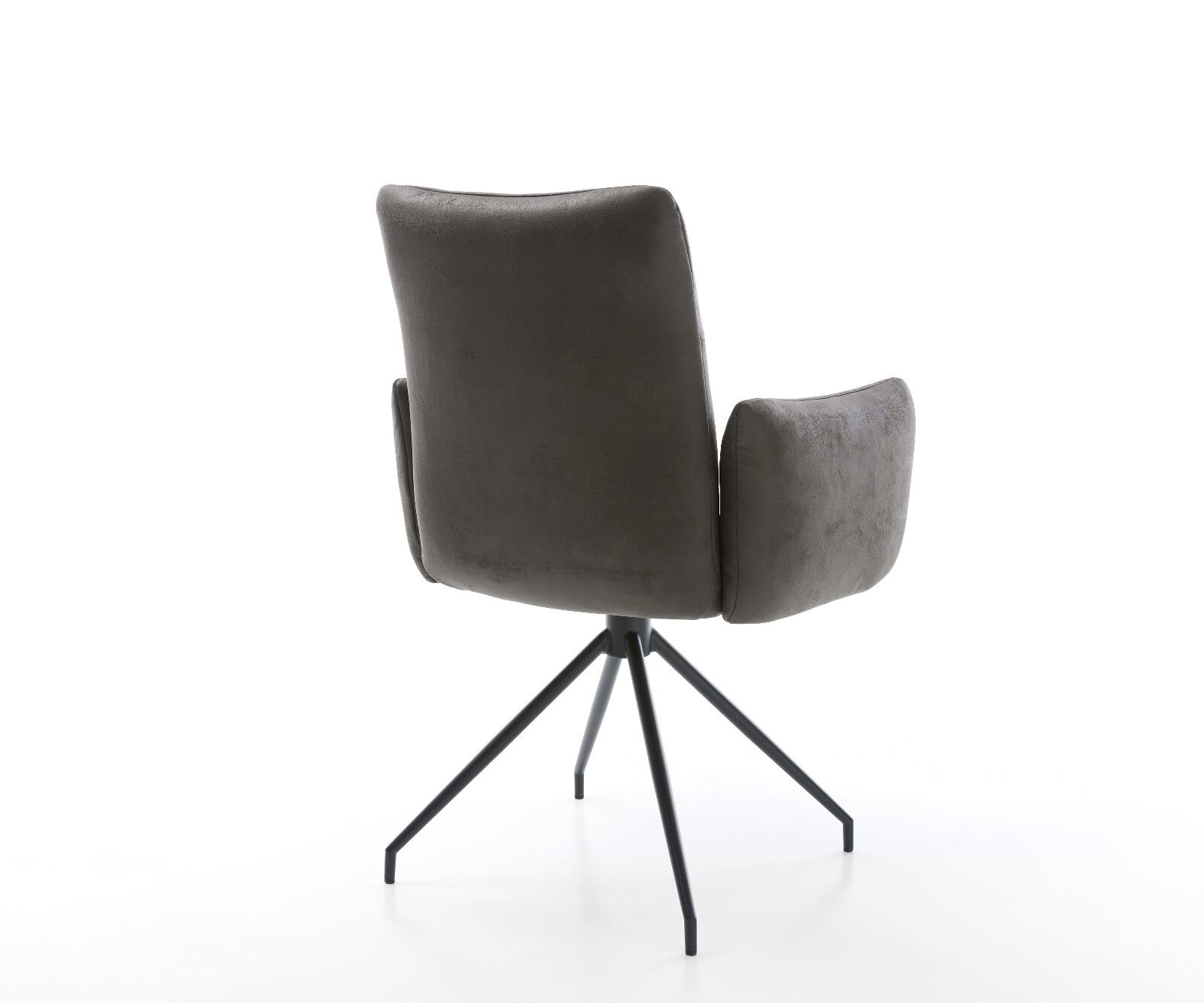 Chaise-pivotante Jova-Flex avec accoudoirs microvelours anthracite vintage pied croisé conique noir pivotement sur 180° ressorts ensachés 5