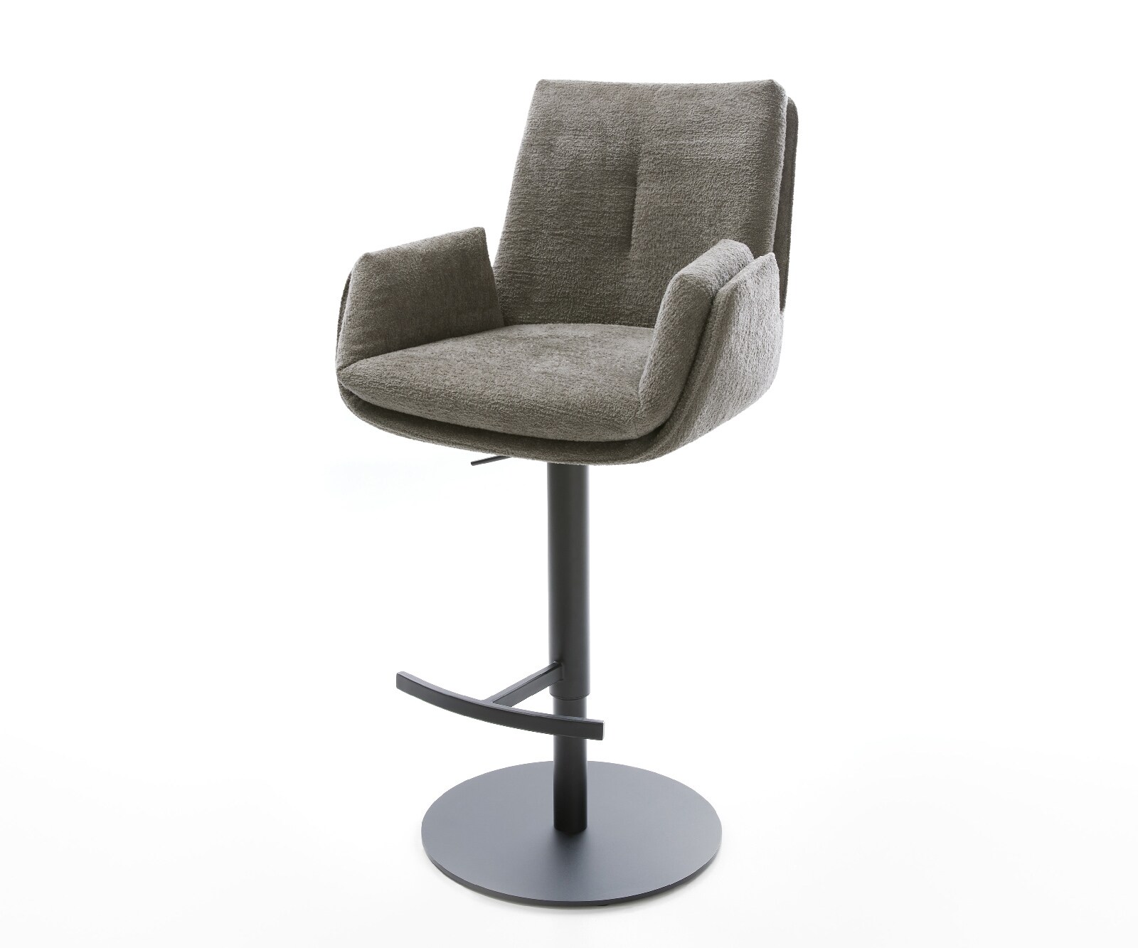 Barstuhl Clea-Flex Bouclé Soft Schlamm Drehfuß höhenverstellbar Metall Schwarz