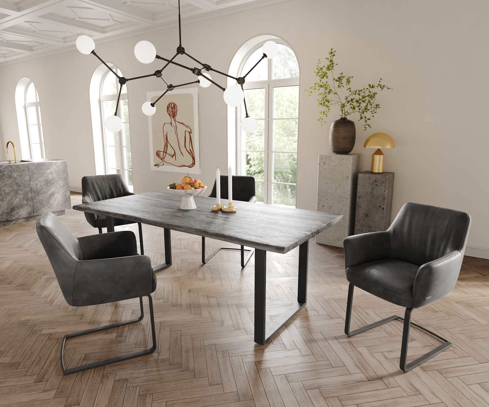 Freischwinger Xana-Flex mit Armlehnen Mikrofaser Anthrazit Vintage Freischwinger flach Schwarz Taschenfederkern 4 Freischwinger Xana-Flex mit Armlehnen Mikrofaser Anthrazit Vintage Freischwinger flach Schwarz Taschenfederkern 4