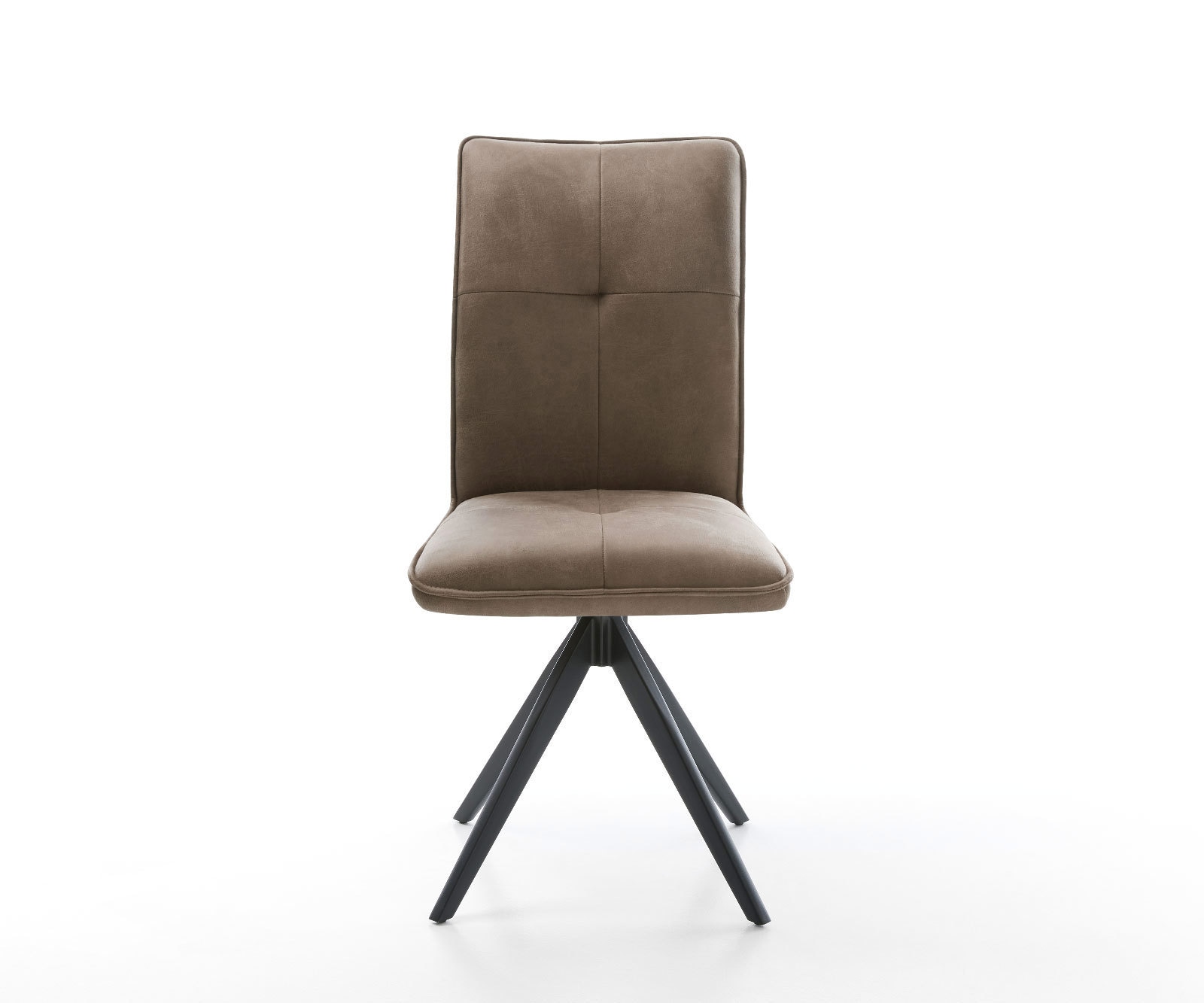 Chaise-de-salle-à-manger Maddy-Flex microvelours taupe vintage pied croisé angulaire noir 1 Chaise-de-salle-à-manger Maddy-Flex microvelours taupe vintage pied croisé angulaire noir 1