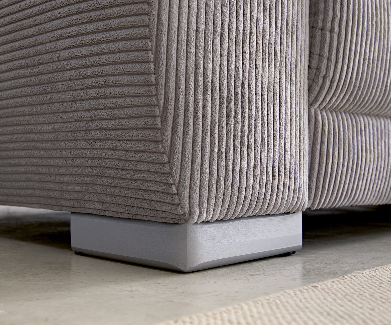 Canapé-d'angle Josea 300x220 cm velours côtelé gris argenté méridiènne droite 8