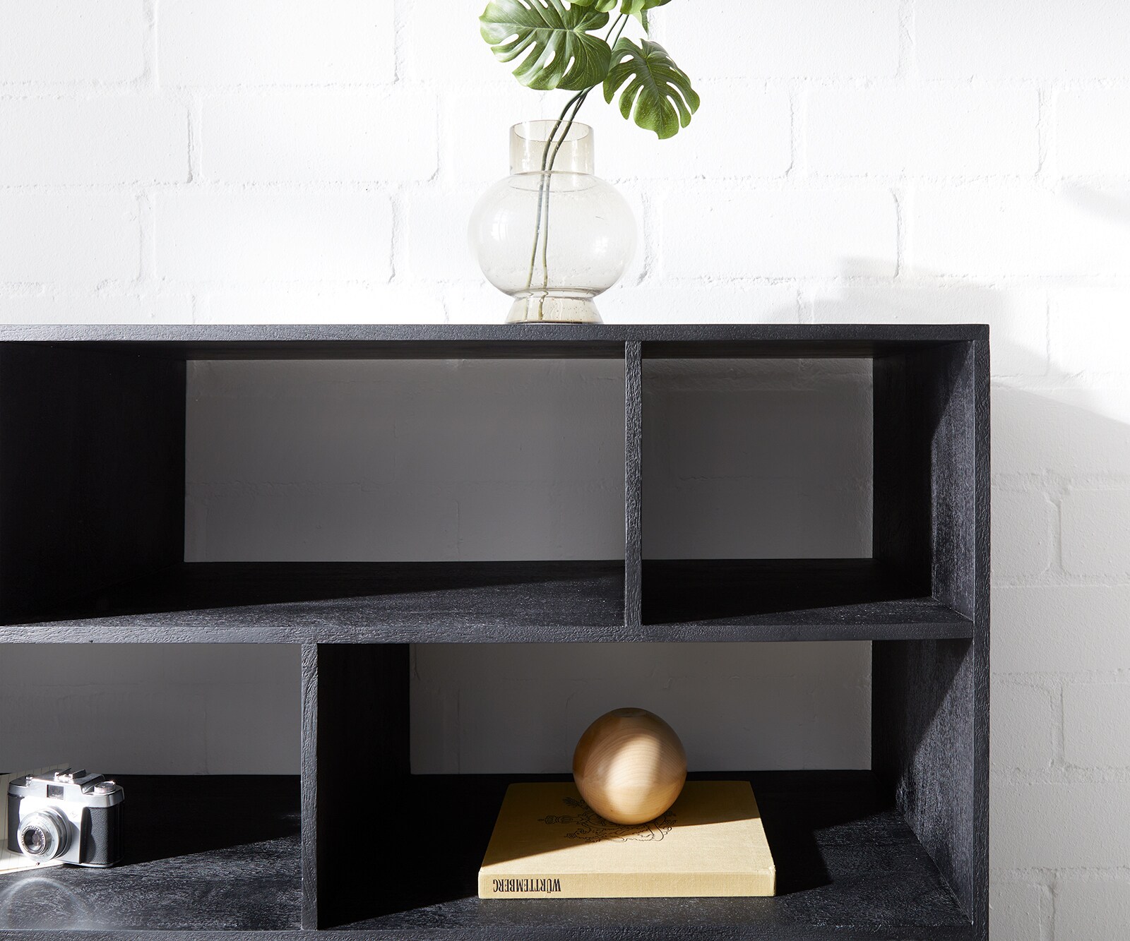 Buffet-haut Famke 120 cm Mango Teck 10 compartiments 2 portes 5