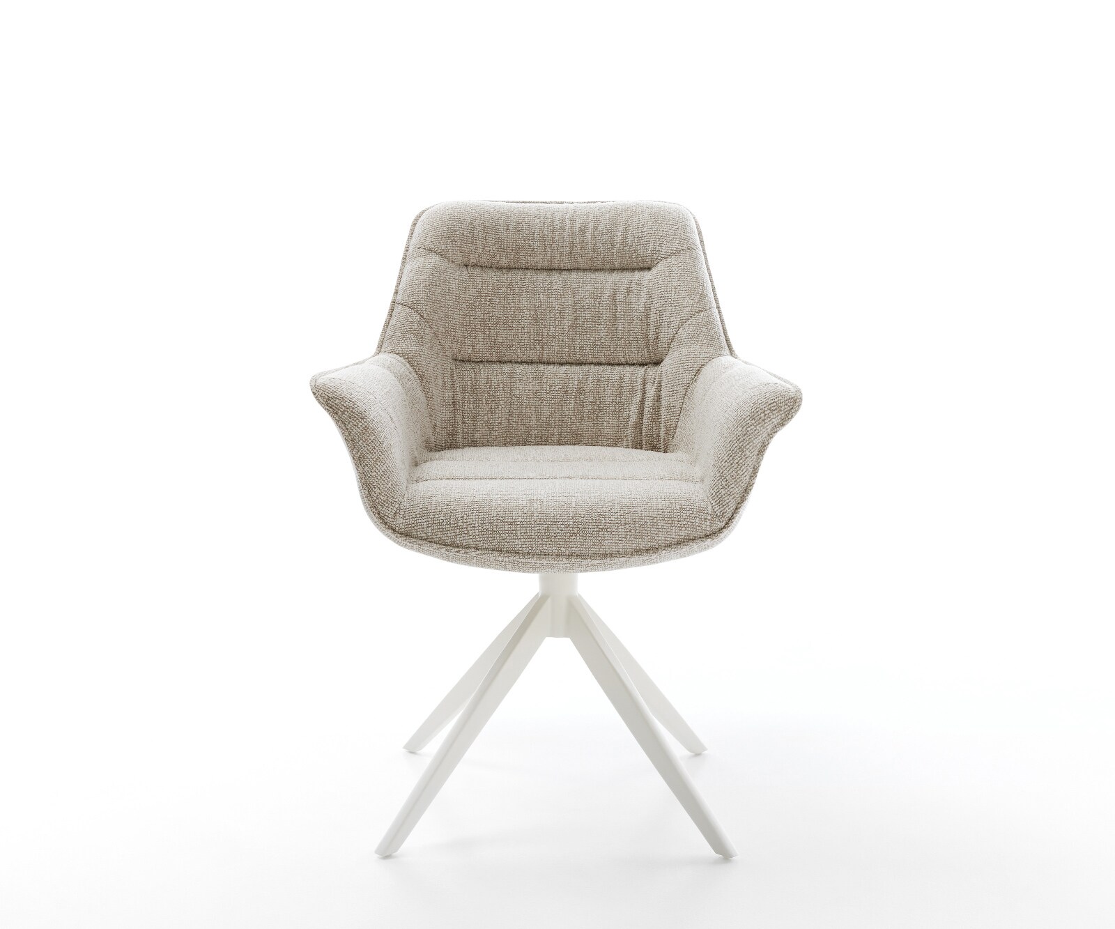 Drehstuhl Kaira-Flex Webstoff Soft Beige Kreuzgestell breit Weiß 360° drehbar Wippfunktion 2