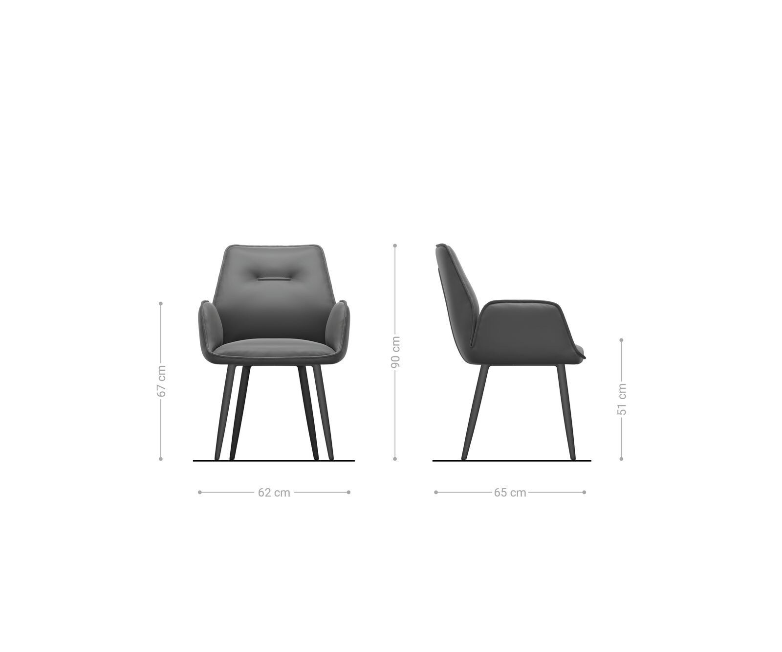 Chaise-de-salle-à-manger Zoa-Flex cuir de vache noir 4 pieds coniques noir ressorts ensachés 6