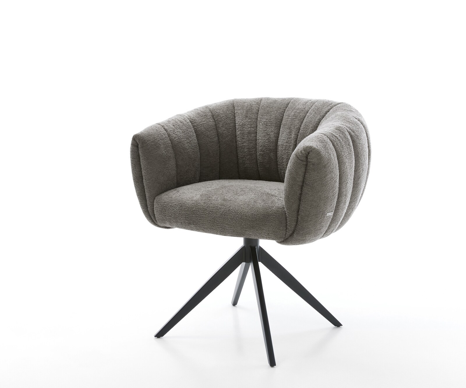 Chaise-de-salle-à-manger Jada-Flex microvelours anthracite vintage pied trapèze acier inoxydable brossé ressorts ensachés