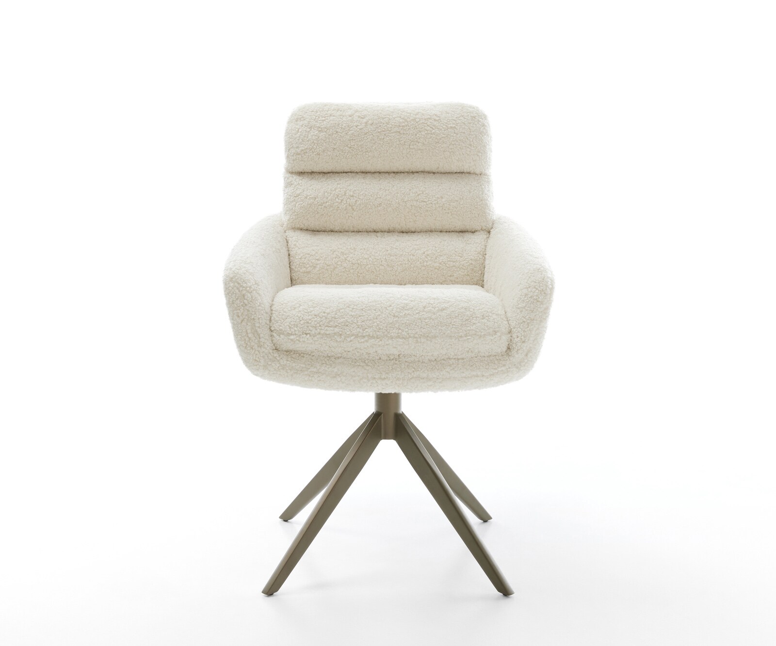 Chaise-pivotante Abelia-Flex avec accoudoirs tissu teddy beige pied croisé large aspect titane pivotement sur 360° fonction bascule 1