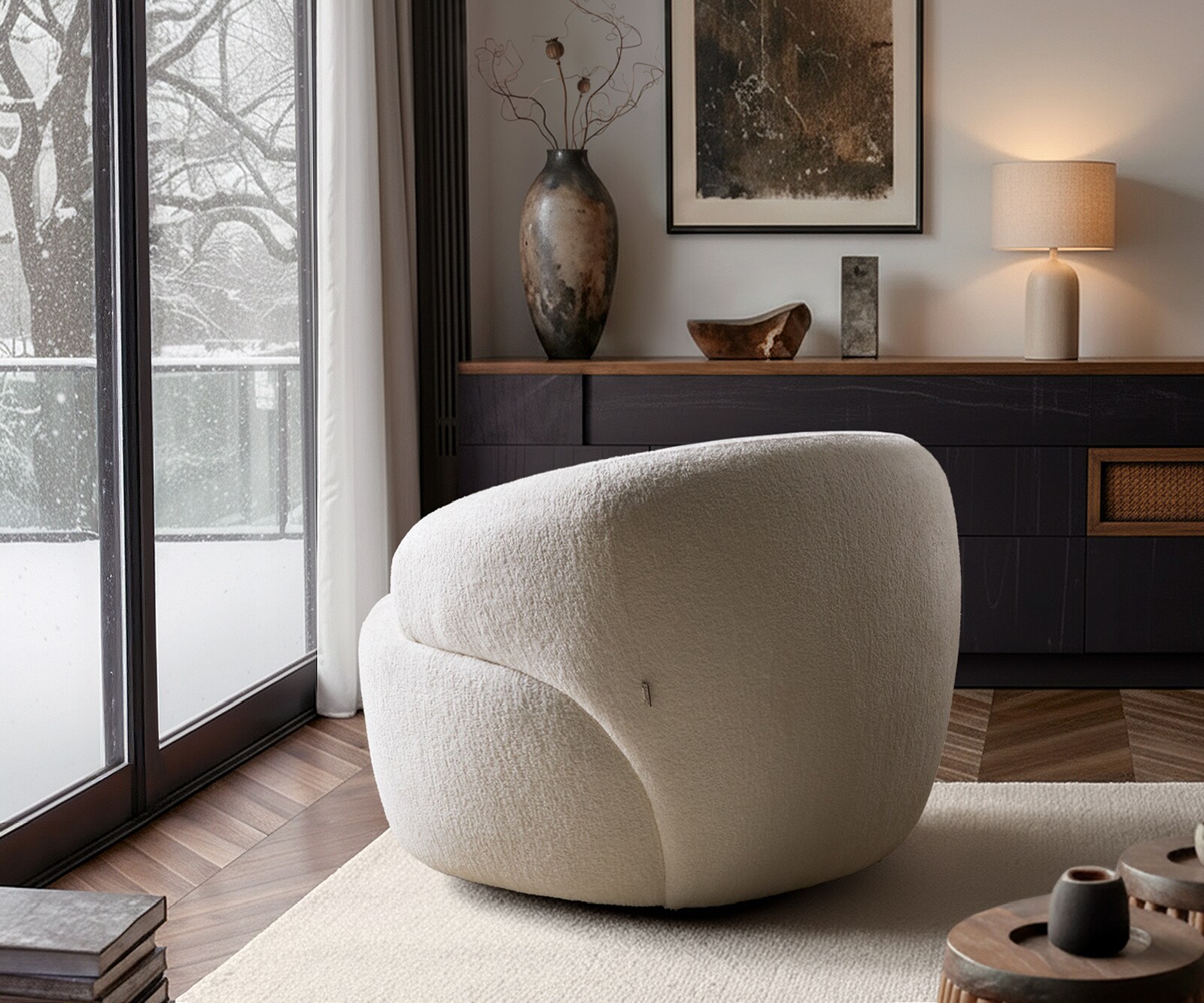 Fauteuil-lounge Nova 88x88 cm microfibre taupe vintage 7