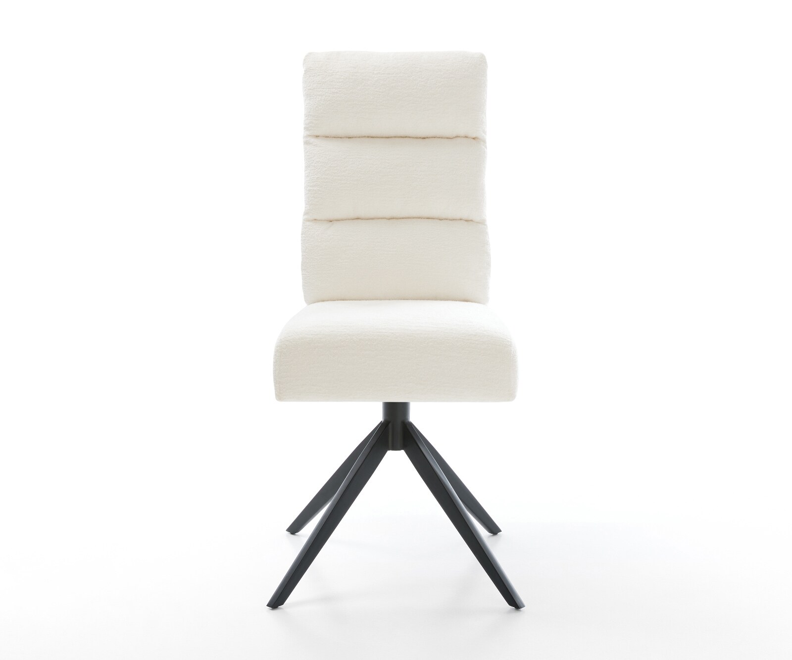 Drehstuhl Pela-Flex Bouclé Soft Beige Kreuzgestell breit Schwarz 360° drehbar Wippfunktion Taschenfederkern 1