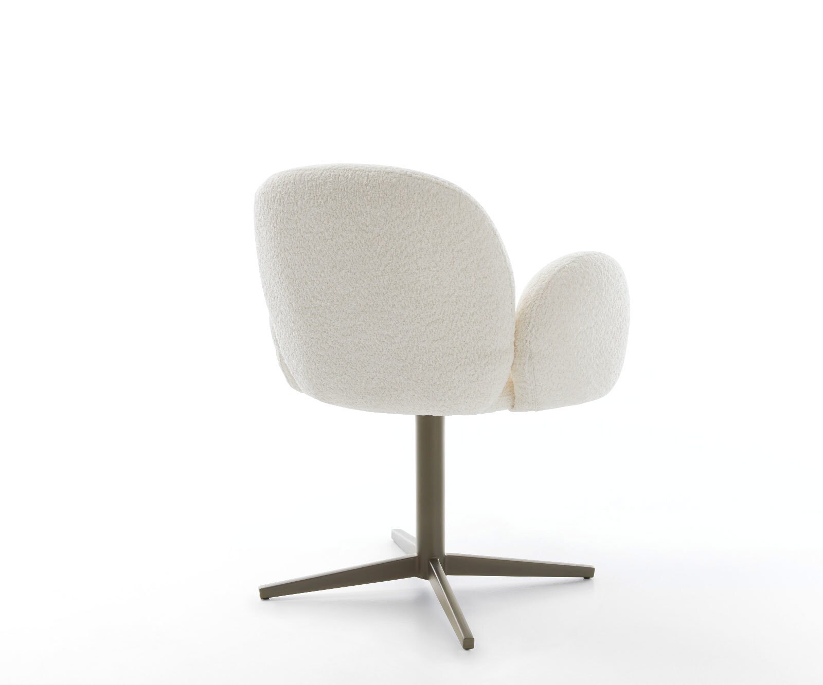 Drehstuhl Nube-Flex mit Armlehnen Bouclé Weiß Fußkreuz Effektfinish Titan 360° drehbar Taschenfederkern 5