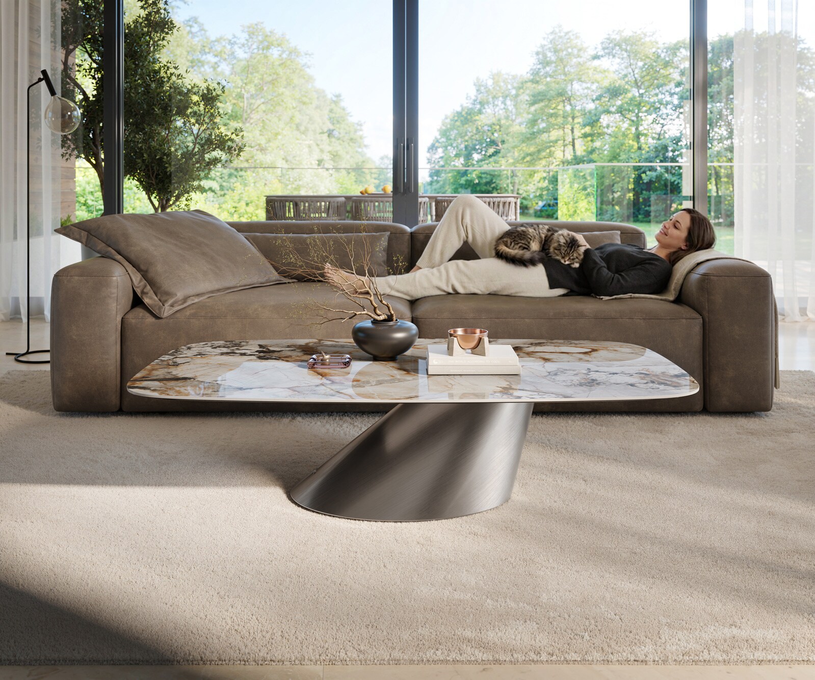 Couchtisch Edge Boot 140x80 cm Keramik Patagonia Poliert Conis Edelstahl gebürstet 1