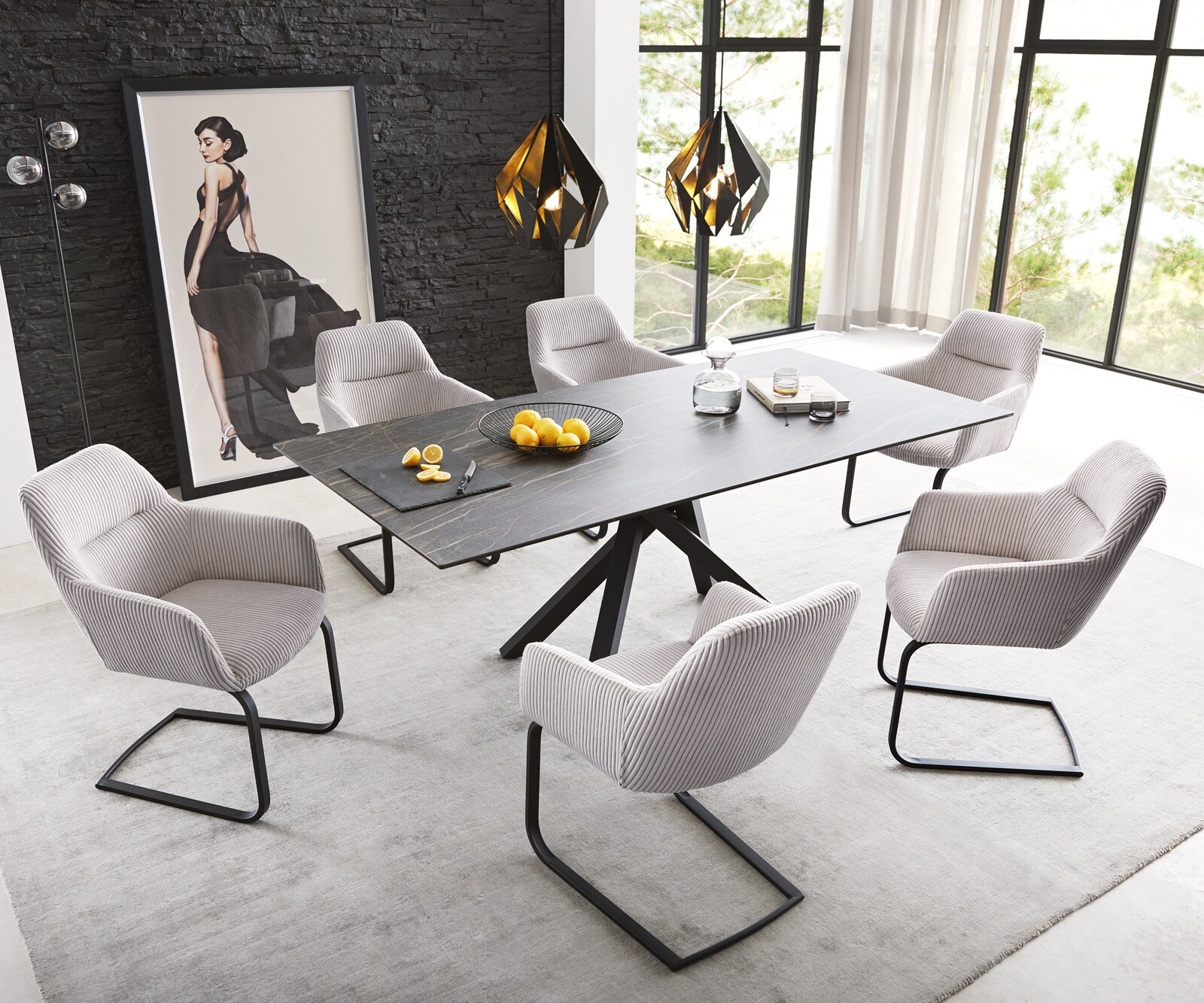 Cantilever Pejo-Flex côtelé gris argenté pied cantilever plat noir ressorts ensachés 3 Cantilever Pejo-Flex côtelé gris argenté pied cantilever plat noir ressorts ensachés 3
