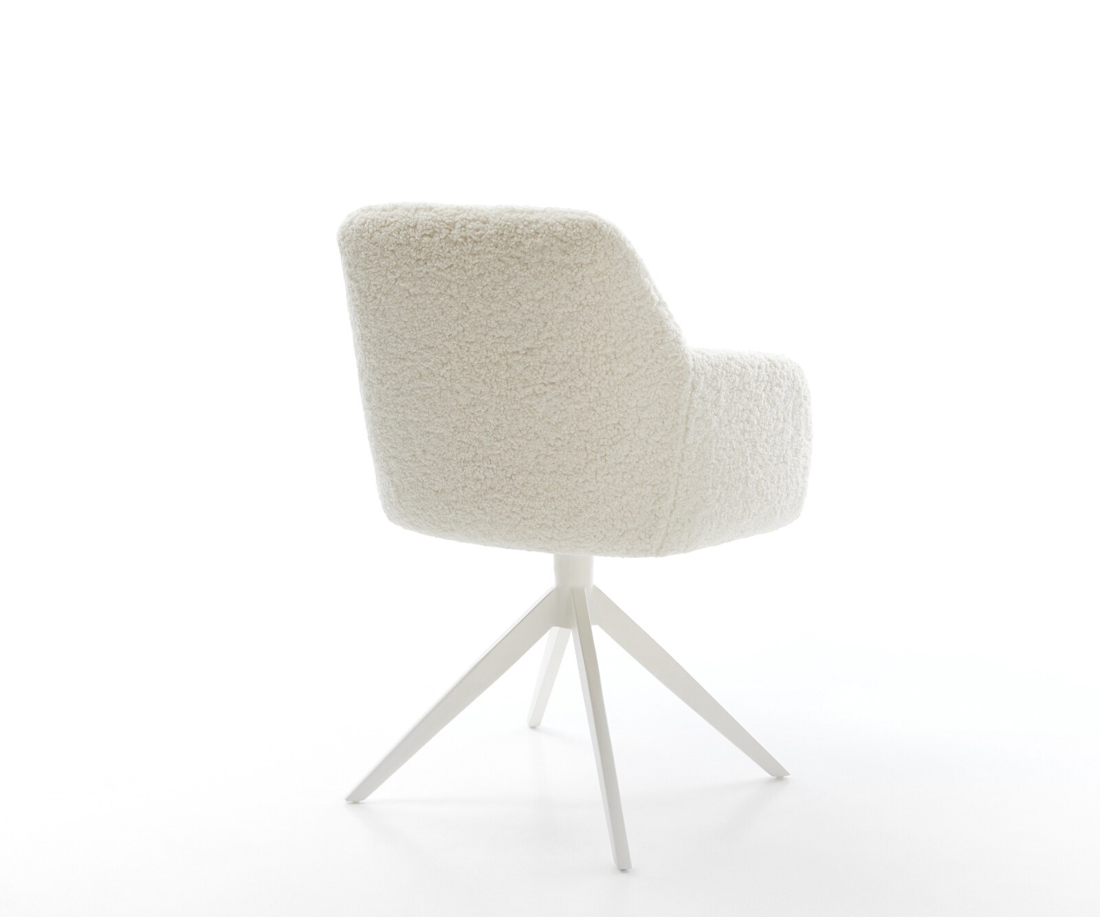 Drehstuhl Greg-Flex Teddystoff Beige Kreuzgestell breit Weiß 360° drehbar Wippfunktion Taschenfederkern 4