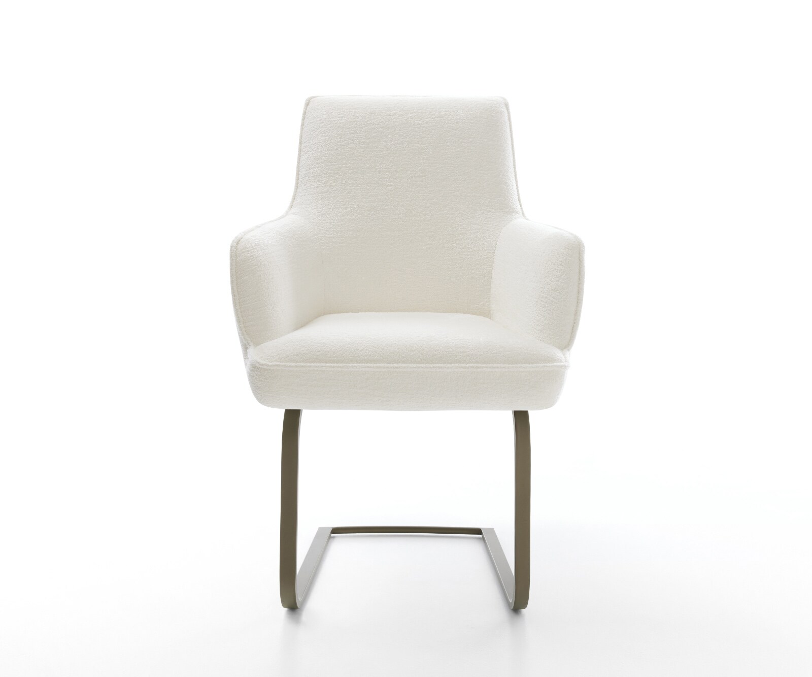 Freischwinger Heira-Flex mit Armlehnen Bouclé Soft Beige Freischwinger flach Effektfinish Titan Taschenfederkern 1