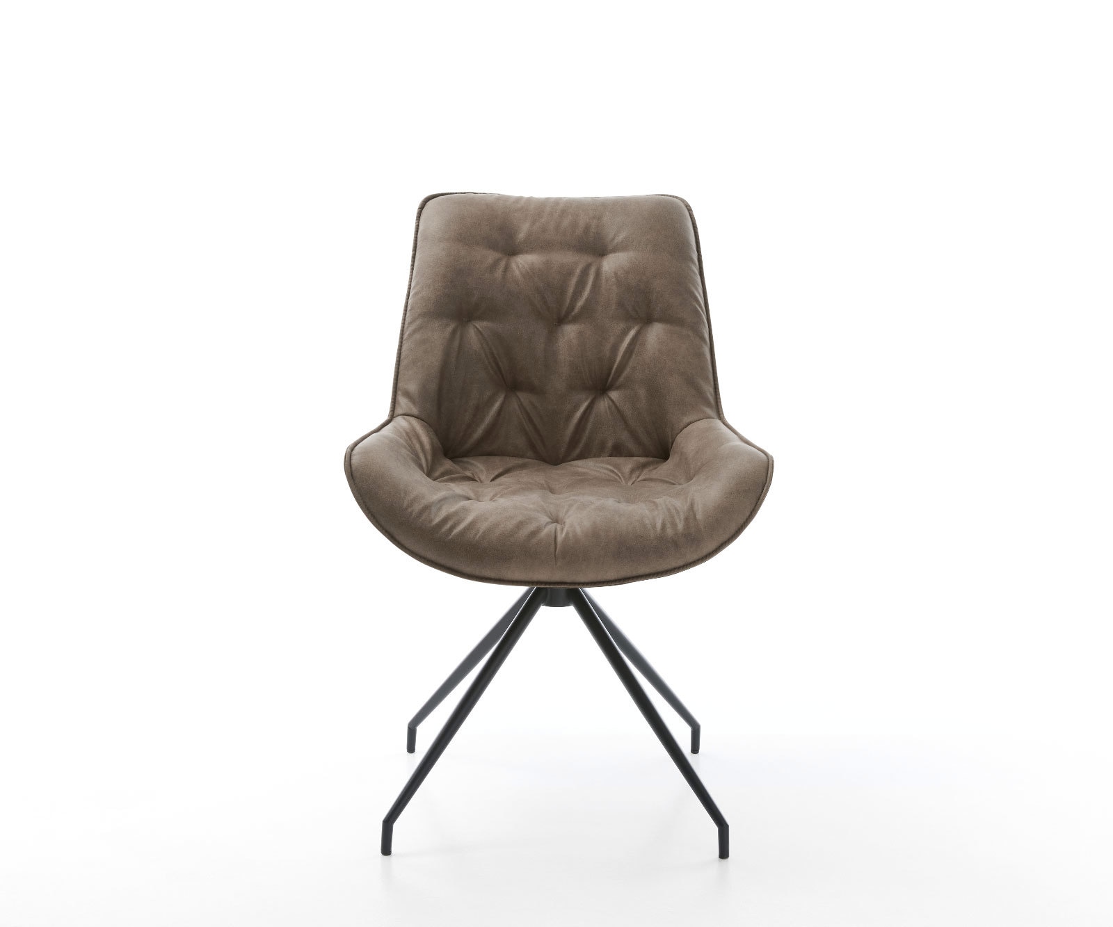 Chaise-de-salle-à-manger Taimi-Flex microvelours taupe vintage pied croisé conique noir 5 Chaise-de-salle-à-manger Taimi-Flex microvelours taupe vintage pied croisé conique noir 5