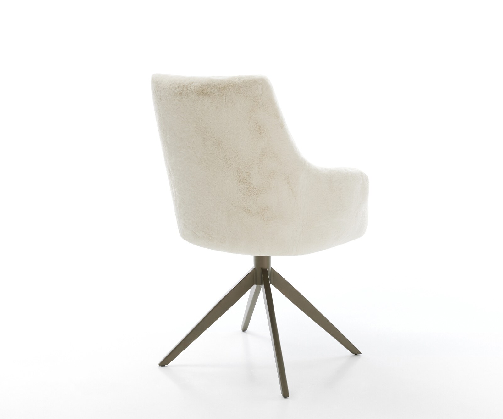 Chaise-pivotante Alja-Flex avec accoudoirs peluche crème-blanc pied croisé large aspect titane pivotement sur 360° fonction bascule resorts ensachés 5