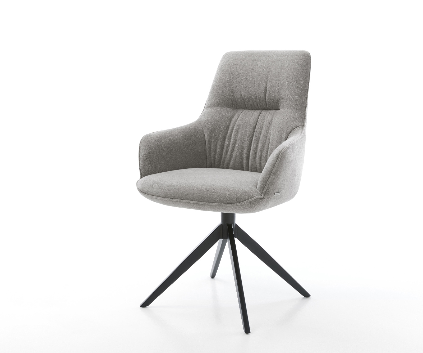 Drehstuhl Zelia-Flex mit Armlehnen Strukturstoff Soft Grau Kreuzgestell breit Schwarz 360° drehbar Wippfunktion Taschenfederkern 1