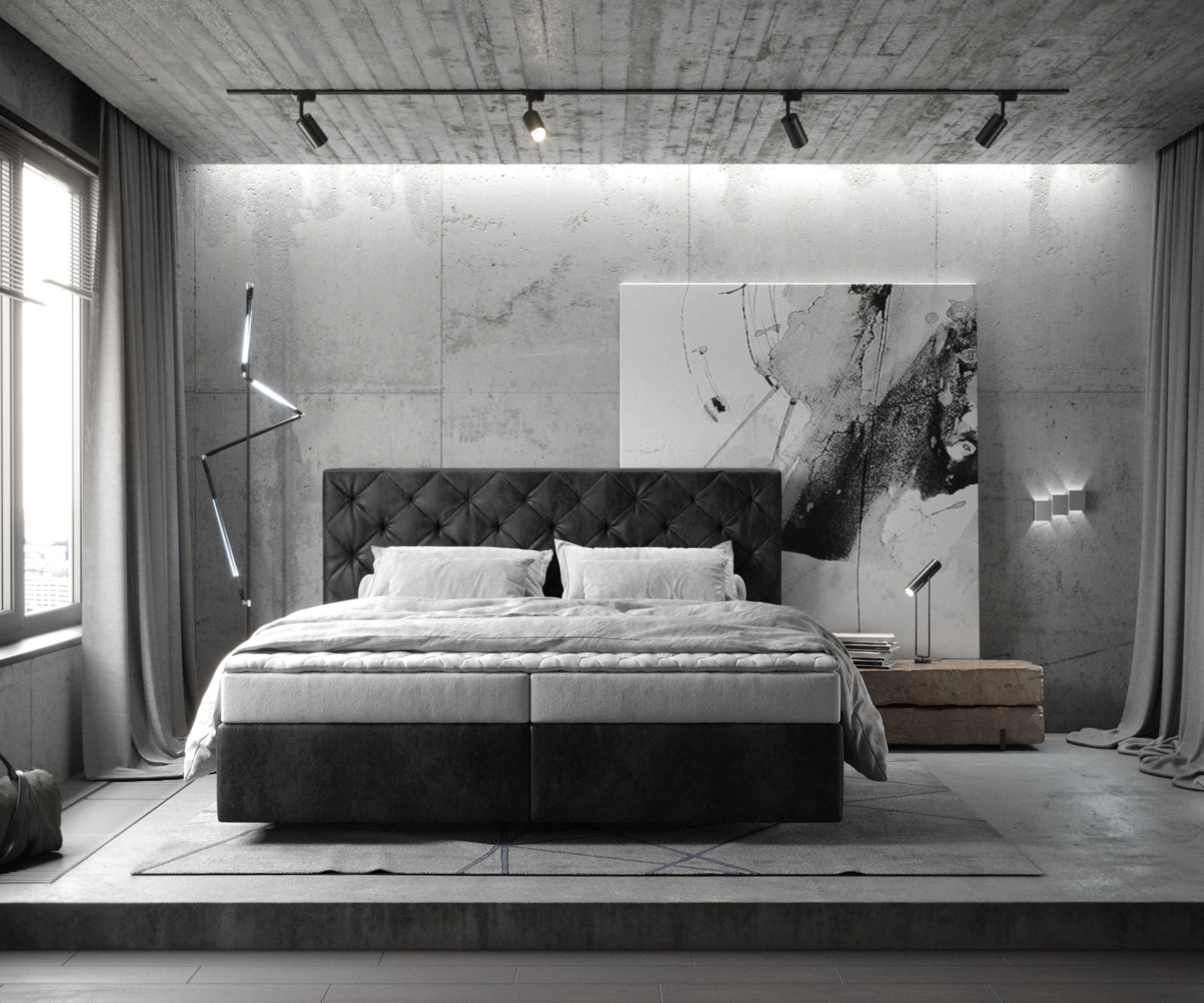 Boxspringbett Dream-Great 180x200 cm Mikrofaser Anthrazit Vintage mit Matratze und Topper 1 Boxspringbett Dream-Great 180x200 cm Mikrofaser Anthrazit Vintage mit Matratze und Topper 1