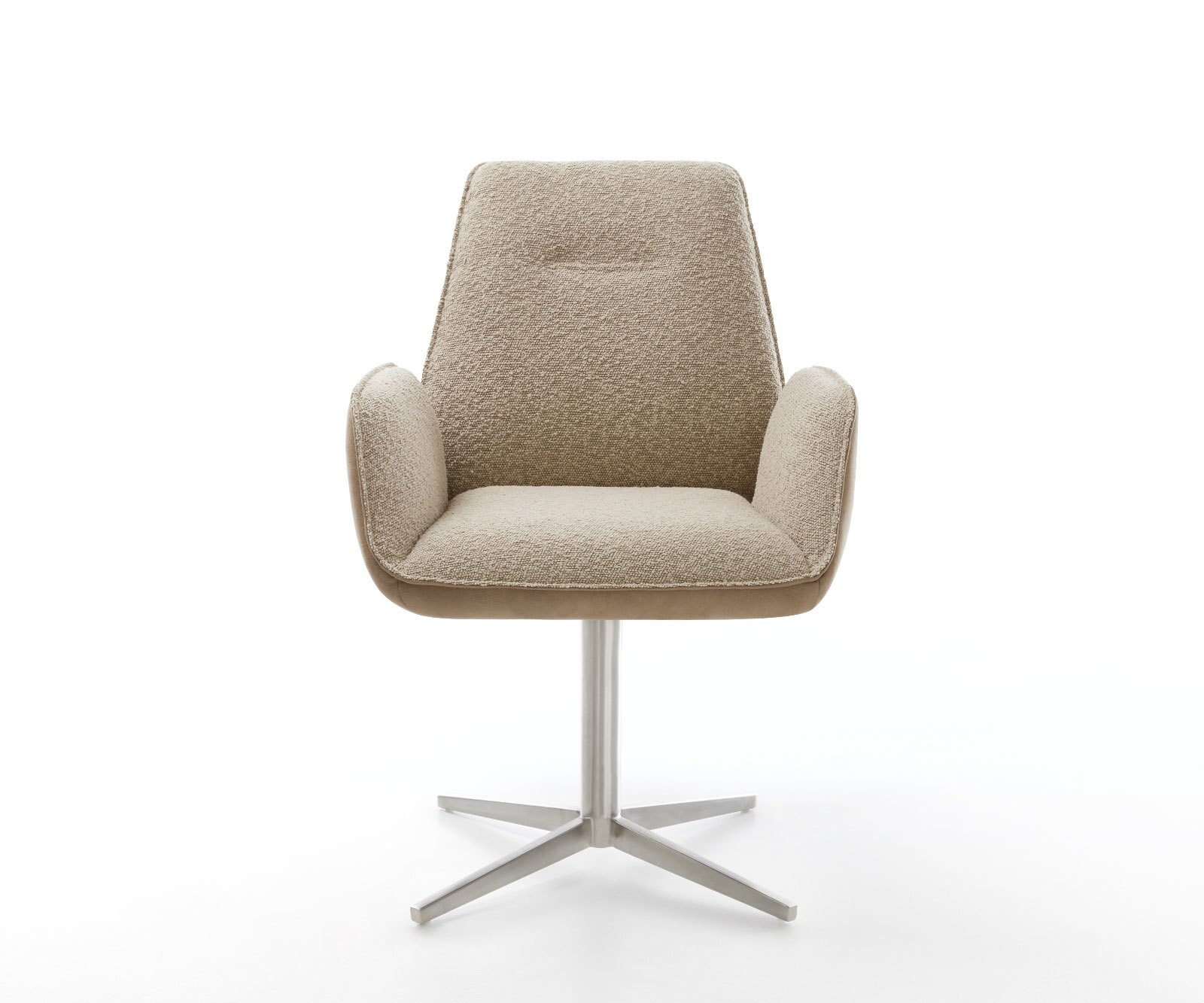 Chaise-pivotante Zoa-Flex tissu mixte couleur boue pied de chaise 4 branches acier inoxydable brossé pivotement sur 360° ressorts ensachés 2