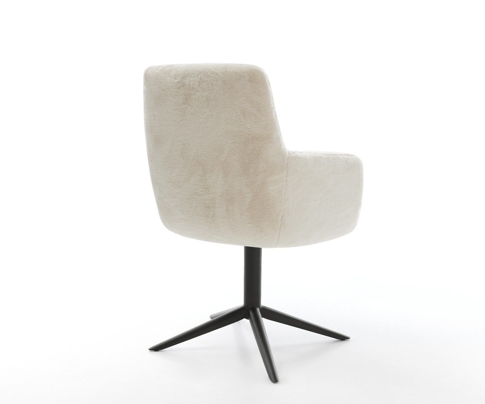 Drehstuhl Heira-Flex mit Armlehnen Plüsch Creme-Weiß Fußkreuz Schwarz 360° drehbar Wippfunktion Taschenfederkern 4