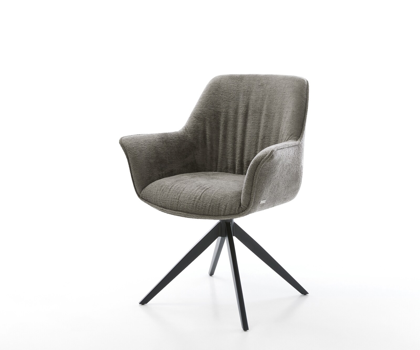 Drehstuhl Keila-Flex mit Armlehnen Bouclé Soft Schlamm Kreuzgestell breit Schwarz 360° drehbar Wippfunktion 1