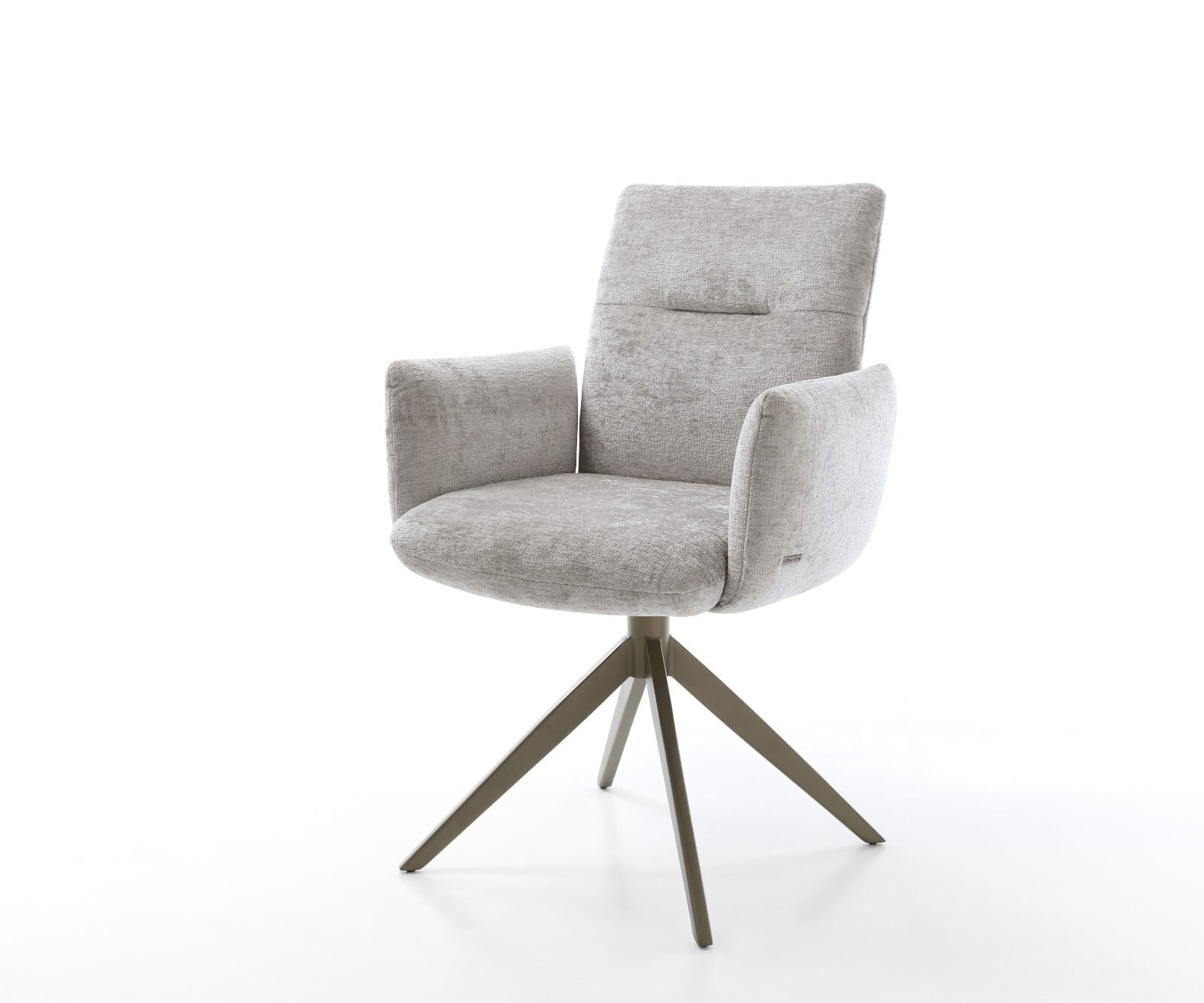 Drehstuhl Jova-Flex mit Armlehnen Chenille Silbergrau Kreuzgestell breit Effektfinish Titan 360° drehbar Wippfunktion Taschenfederkern