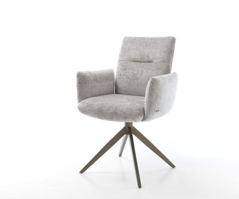 Drehstuhl Jova-Flex mit Armlehnen Chenille Silbergrau Kreuzgestell breit Effektfinish Titan 360° drehbar Wippfunktion Taschenfederkern