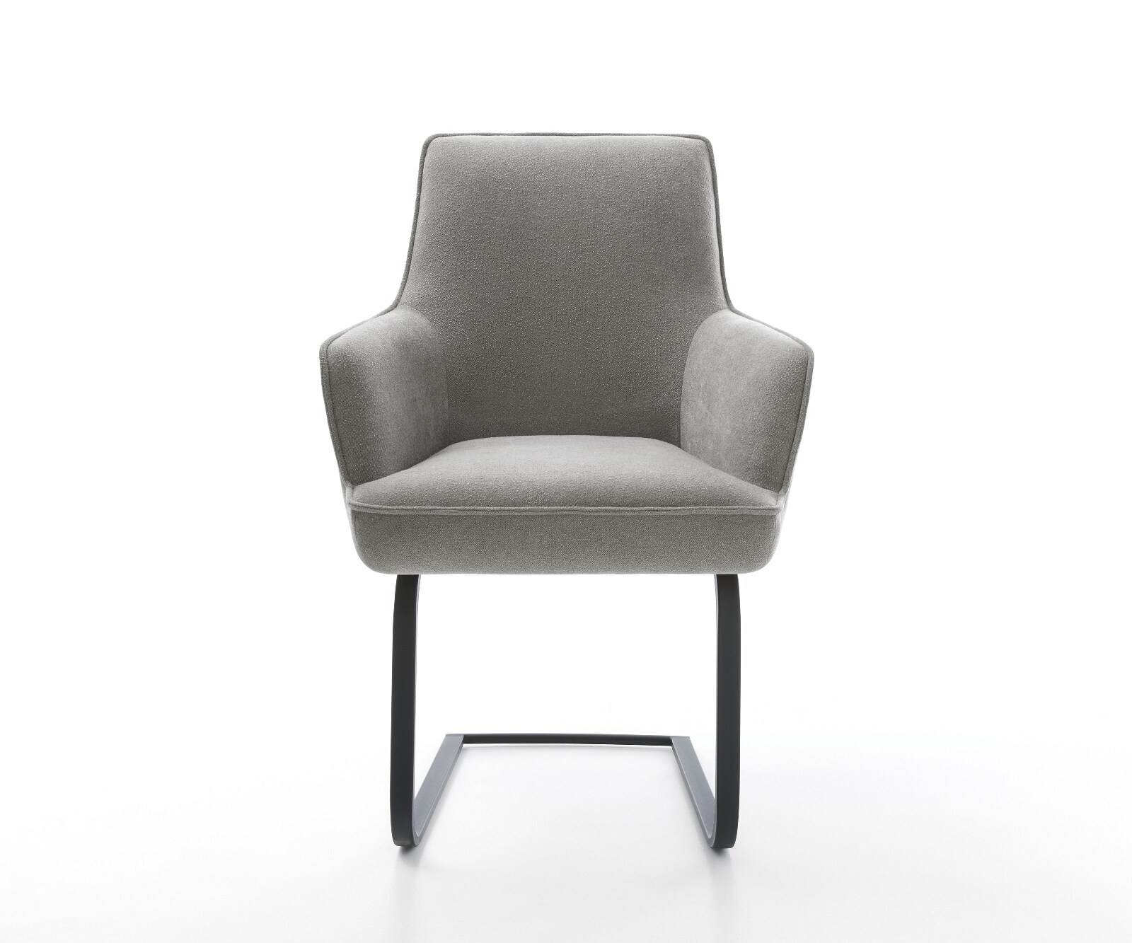 Freischwinger Heira-Flex mit Armlehnen Strukturstoff Soft Grau Freischwinger flach Schwarz Taschenfederkern 1