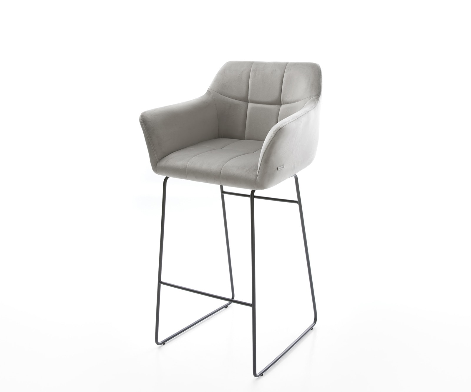 Barstuhl Yulo-Flex Samt Grau Kufengestell Metall 1