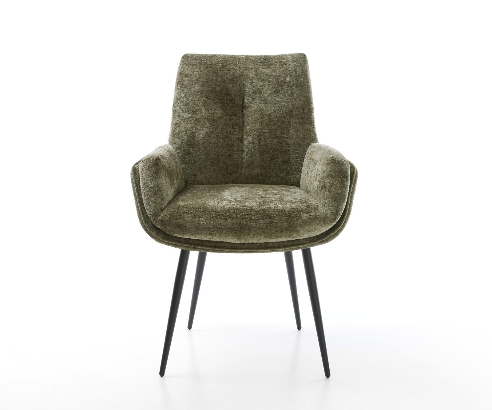 Chaise-de-salle-à-manger Clea-Flex chenille olive 4 pieds coniques noir 1