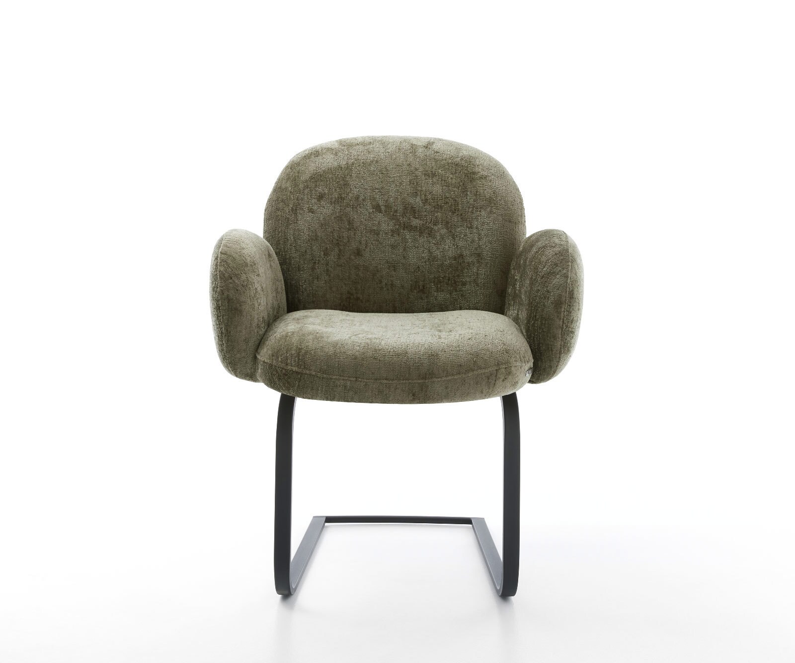 Cantilever Nube-Flex avec accoudoirs chenille olive pied cantilever plat noir ressorts ensachés 2