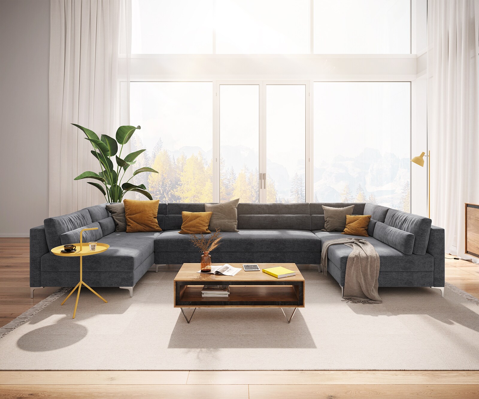 Wohnlandschaft Elio XL 400x185 cm Mikrofaser Graphite 1